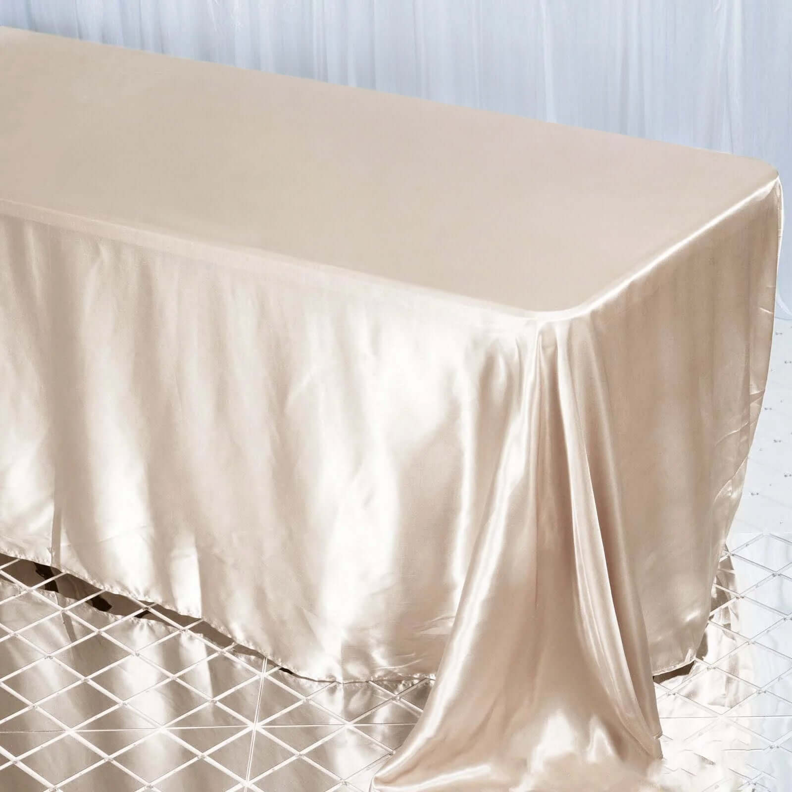 Beige Seamless Satin Tablecloth 90x132 - Ideal for Events