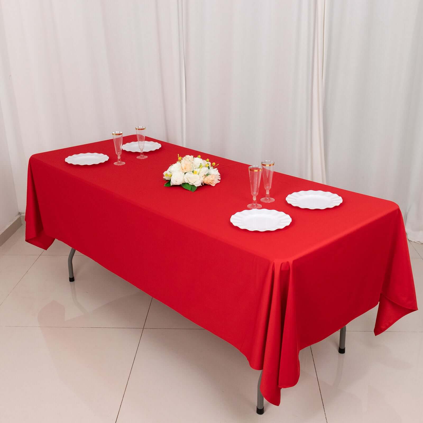 Hot Sale! Premium Red Scuba Polyester Rectangular 60x102 Wrinkle-Free & Stain-Resistant Tablecloth