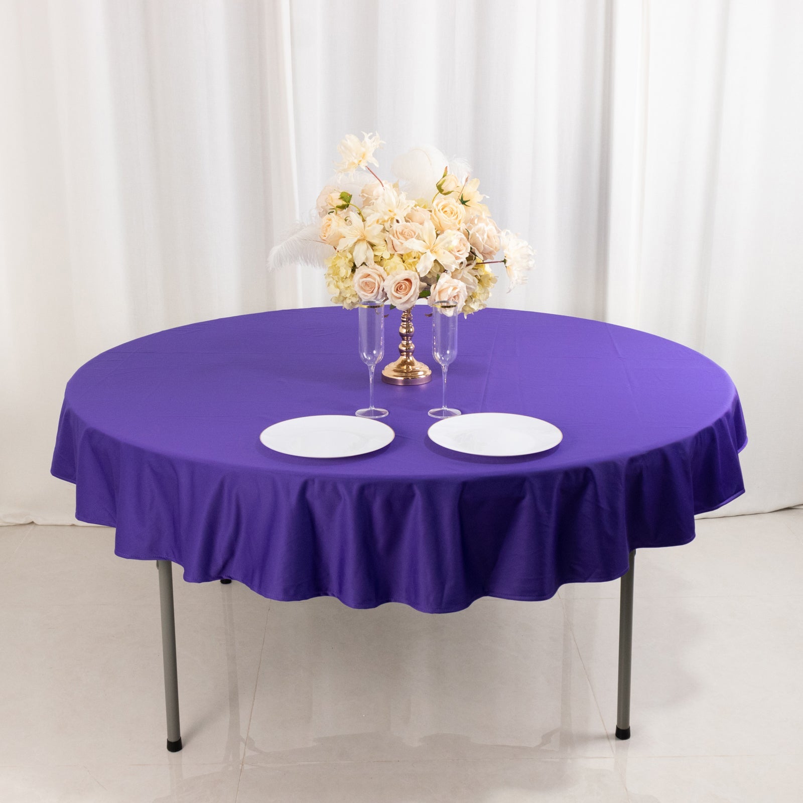 Premium Purple 70-Inch Round Scuba Tablecloth - Wrinkle & Stain Resistant