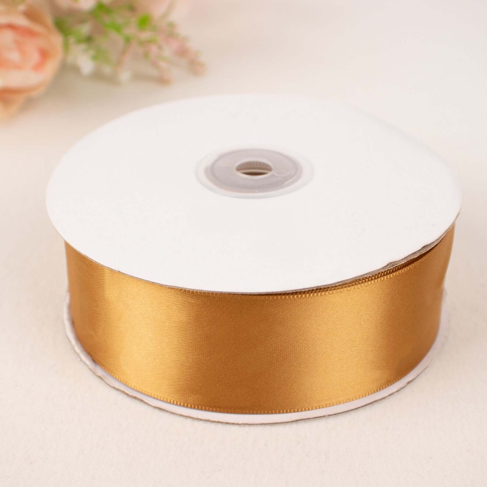 50-Yard 1.5-Inch Gold Single-Sided Decorative Polyester Satin Ribbon
