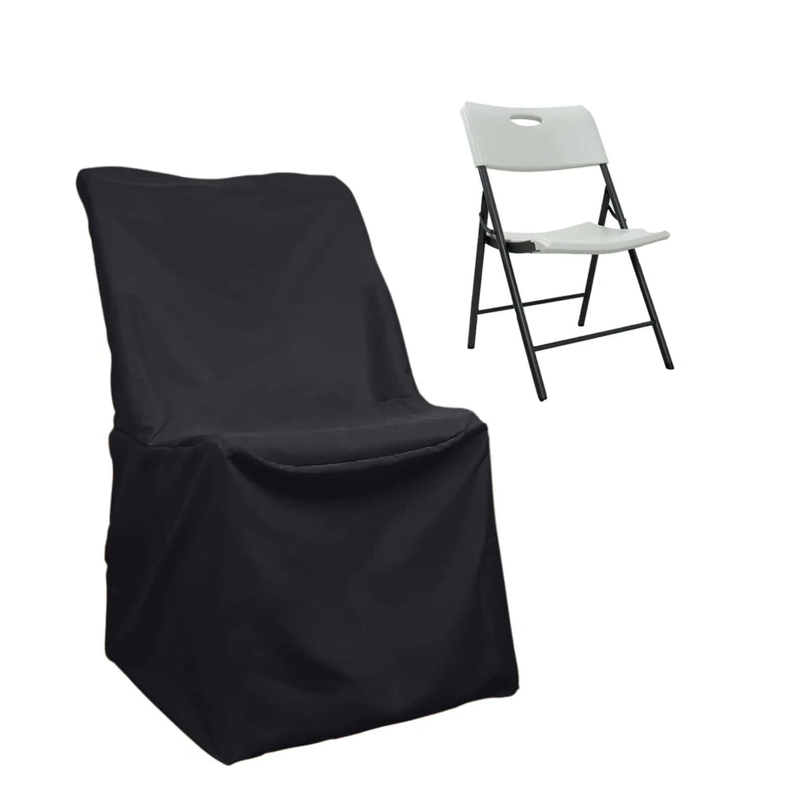 Black Reusable Polyester Slip-On Cover for Lifetime Folding Chairs - Durable & Elegant