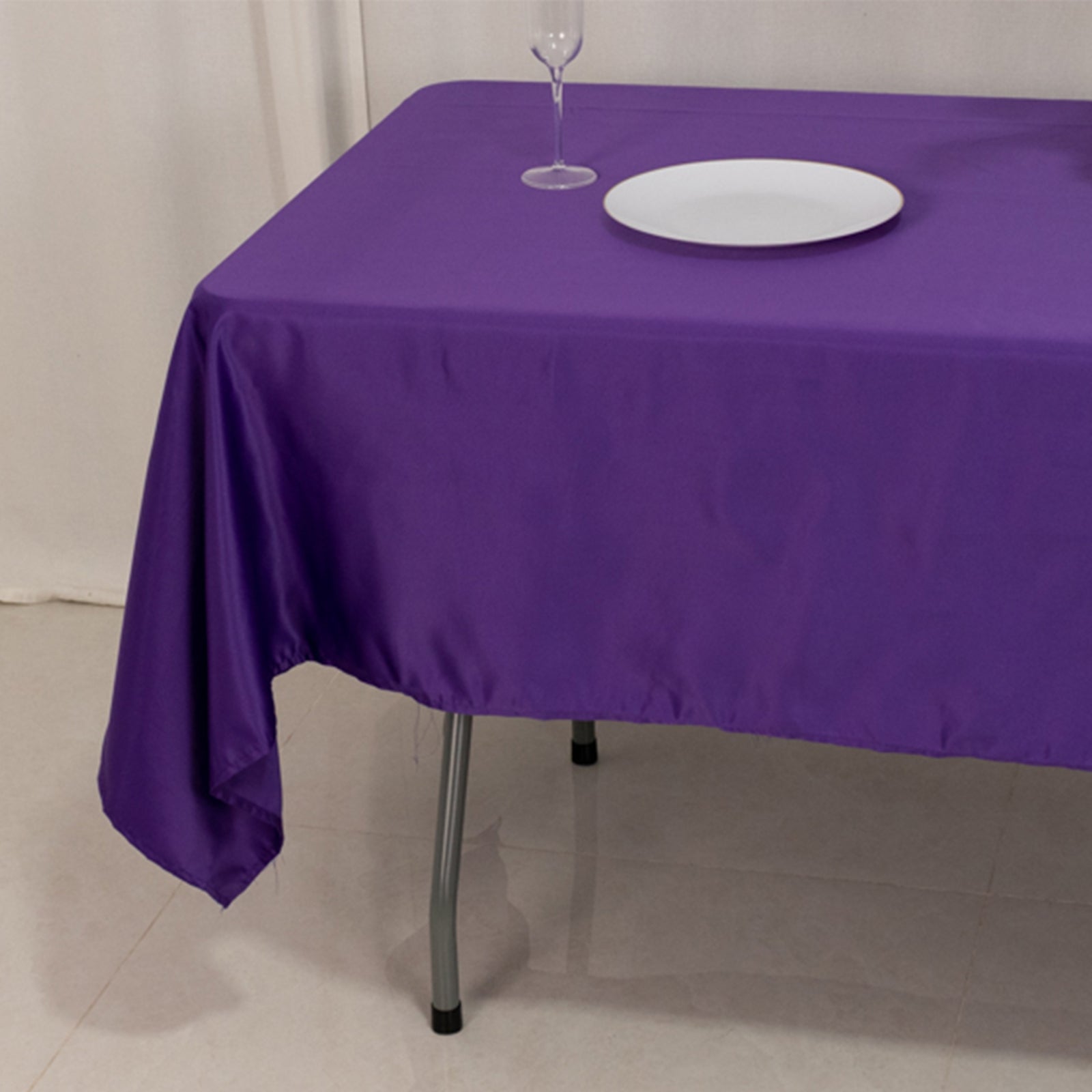 Purple Lamour Satin 60x102 Rectangle Tablecloth - Durable & Silky Soft, Ideal for Events
