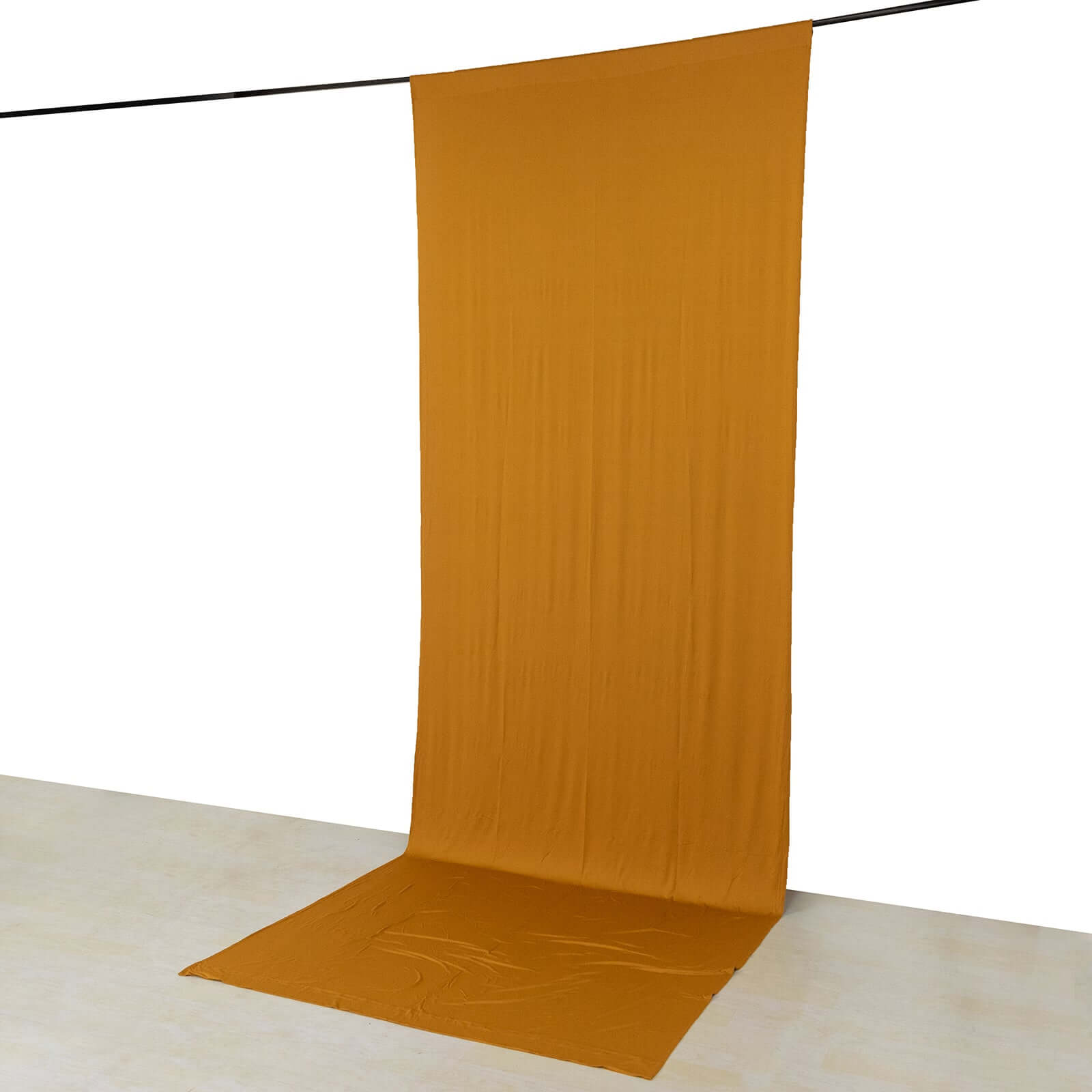 Wrinkle-Free Gold 4-Way Stretch Spandex Event Backdrop Drapes with Rod Pockets - 5ft x 14ft