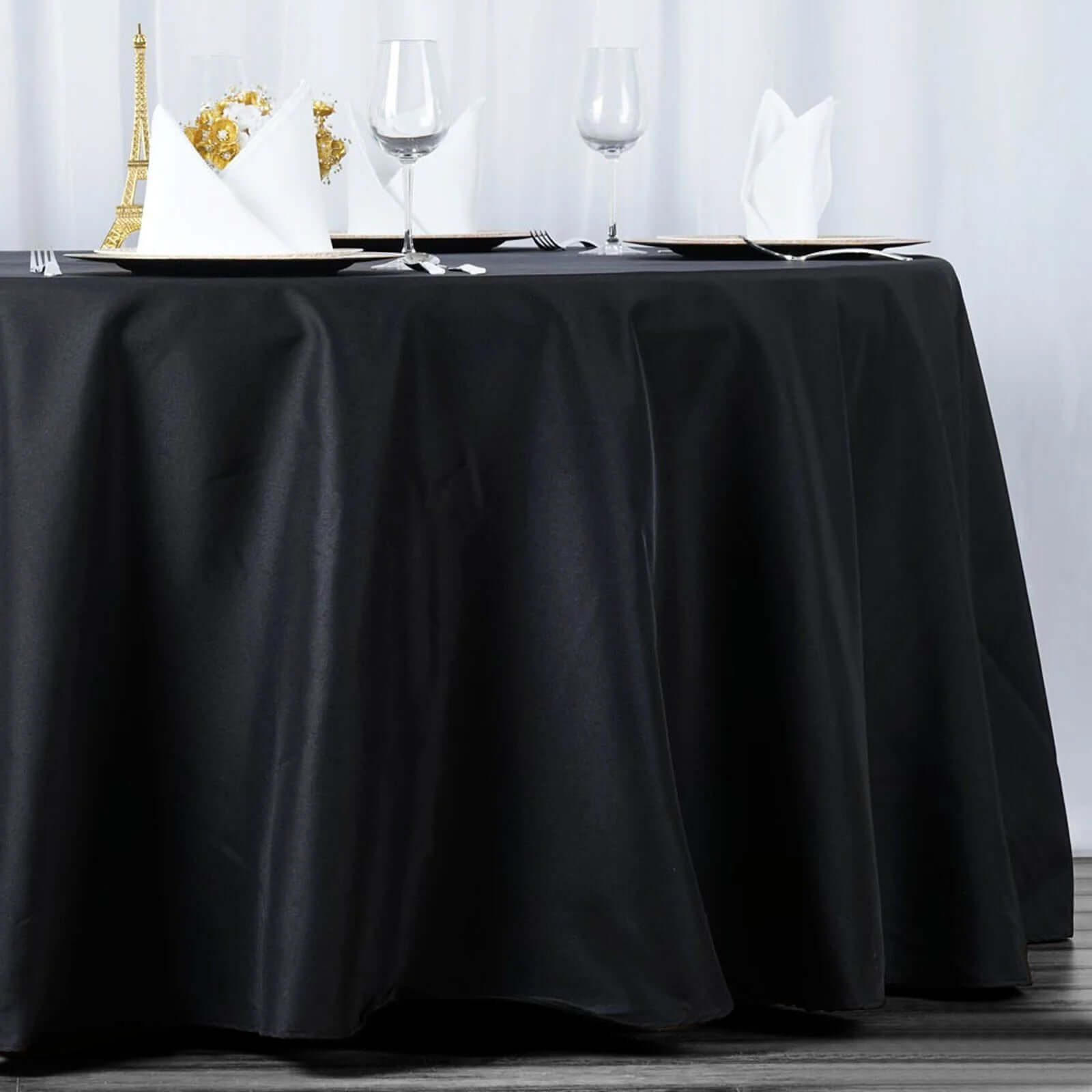 Exclusive Black 120-Inch Seamless Premium Polyester Round Tablecloth - Wrinkle-Resistant for Elegant Events