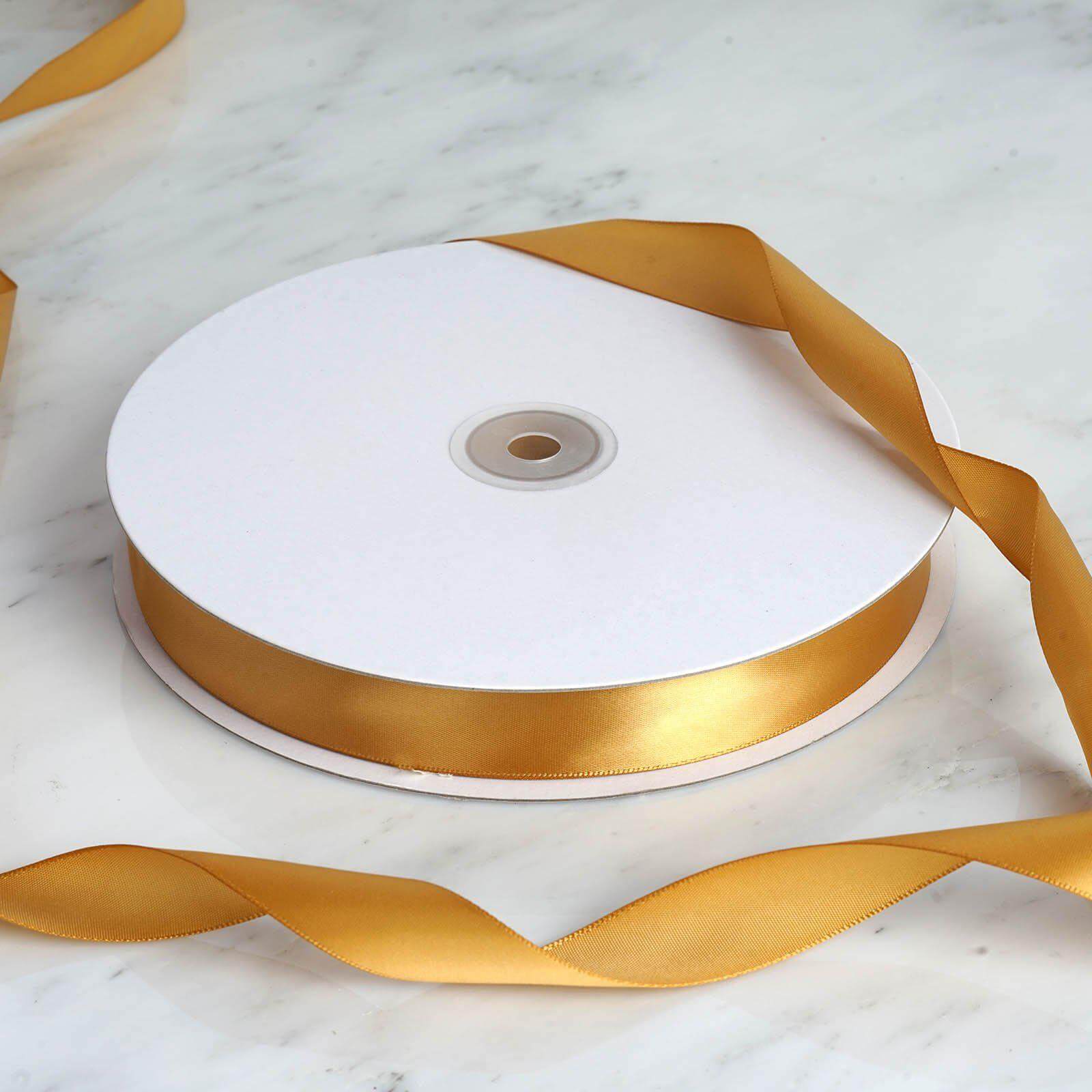 Exclusive Gold Single Face Decorative Satin Ribbon - 7/8
