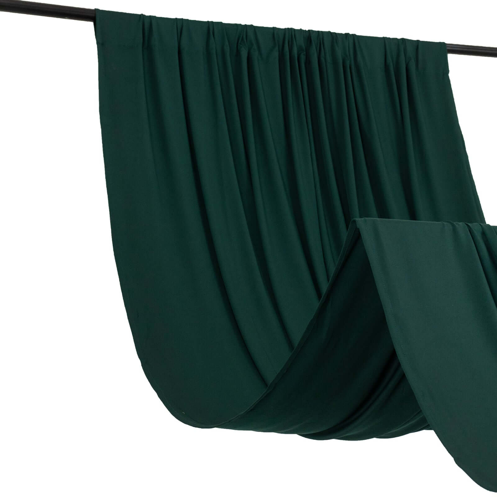 Hot Sale! Hunter Emerald Green 4-Way Stretch Spandex Event Backdrop Curtain, 5ft x 16ft, Wrinkle-Free with Rod Pockets