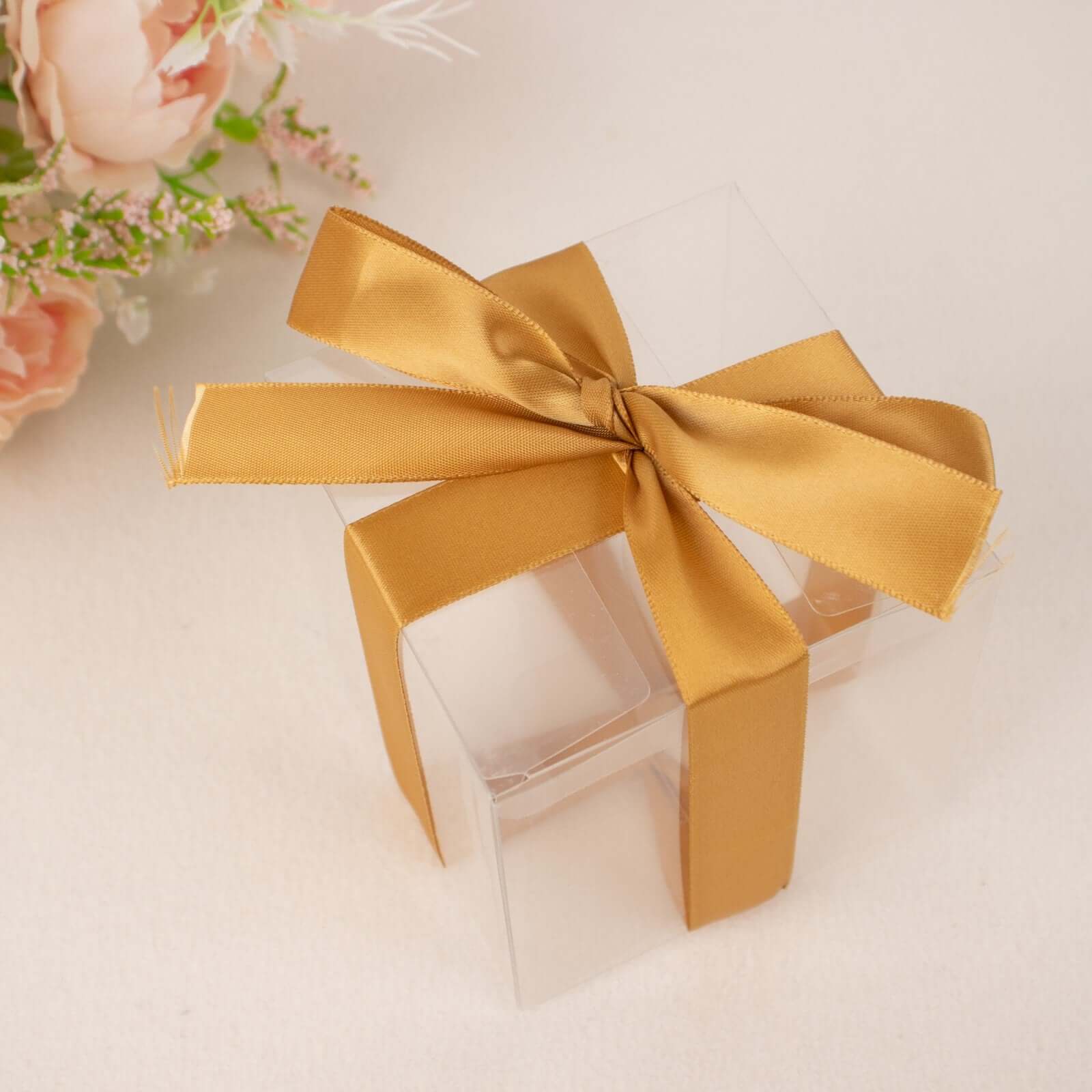 Exclusive Gold Single Face Decorative Satin Ribbon - 7/8