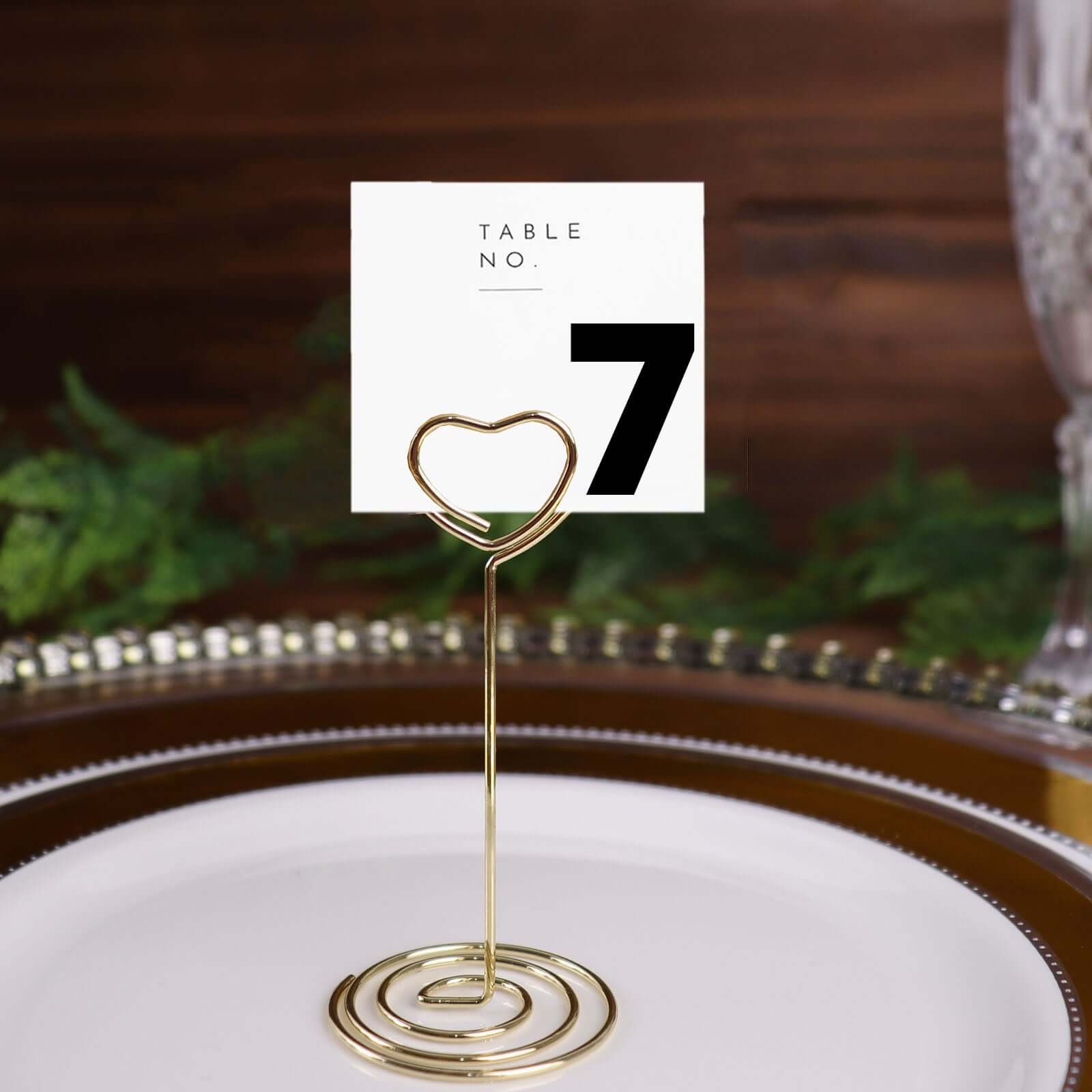 10-Pack Gold Metal Heart Design Card Holders - Ideal for Wedding Table Numbers and Menu Clips