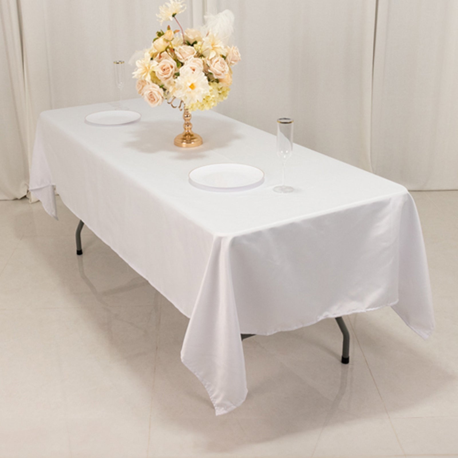 Premium White Lamour Satin Rectangle Tablecloth (60x102) for Weddings and Banquets - Durable & Soft