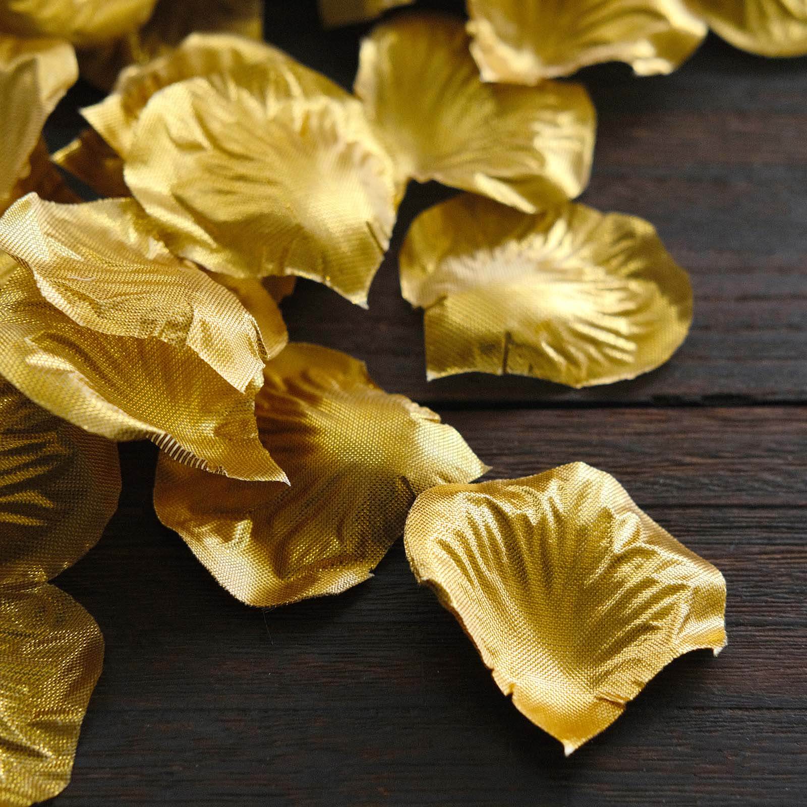 500-Piece Metallic Gold Silk Rose Petal Confetti for Table and Floor Decor