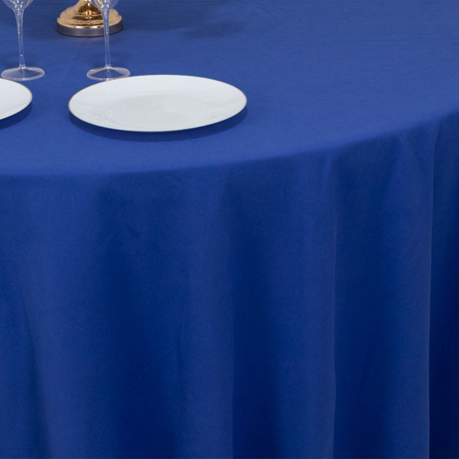 Exclusive Royal Blue 120" Cotton Blend Seamless Wrinkle-Resistant Round Tablecloth