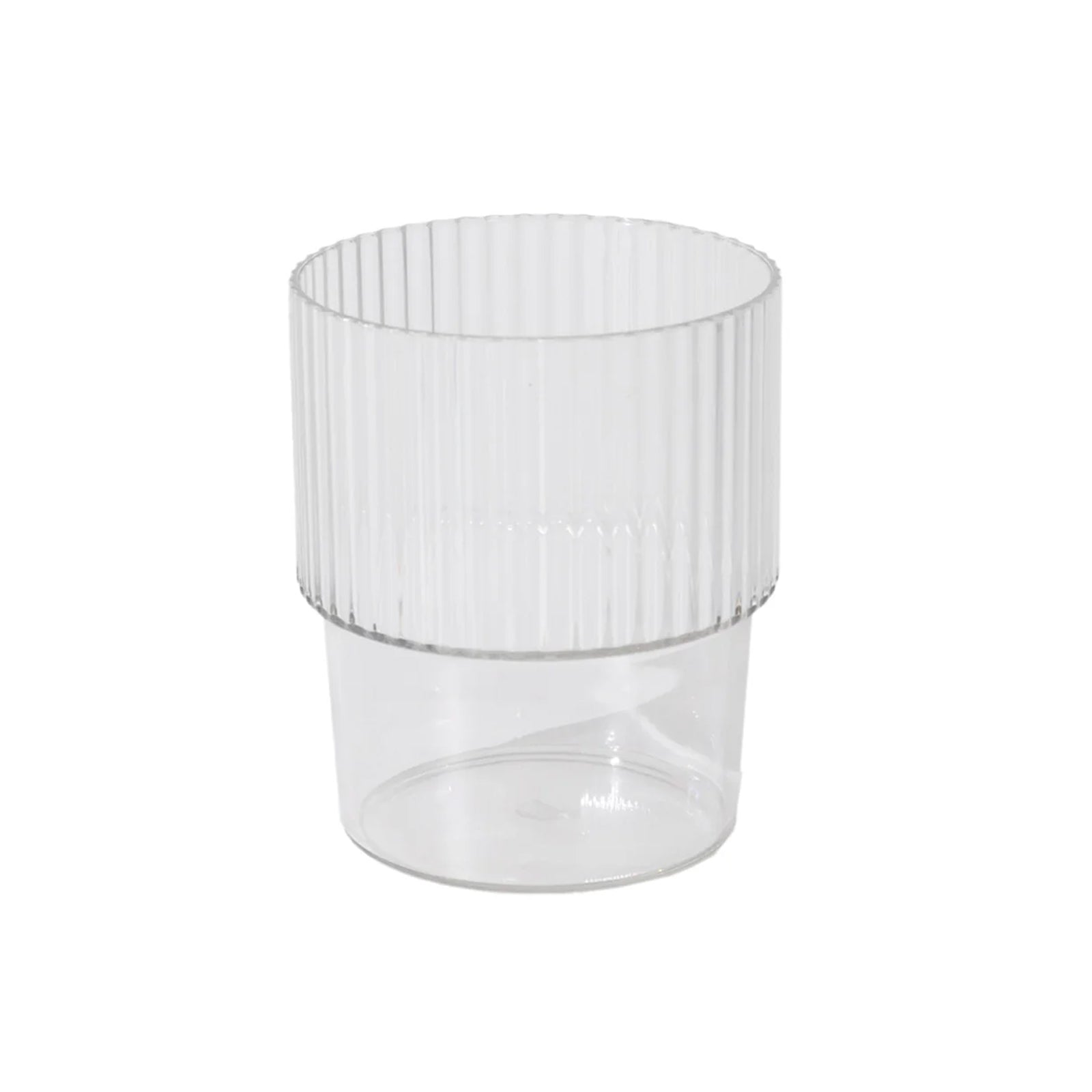 Hot Deal! 12-Pack Reusable 7oz Clear Plastic Stackable Drinking Tumblers with Ribbed Pattern