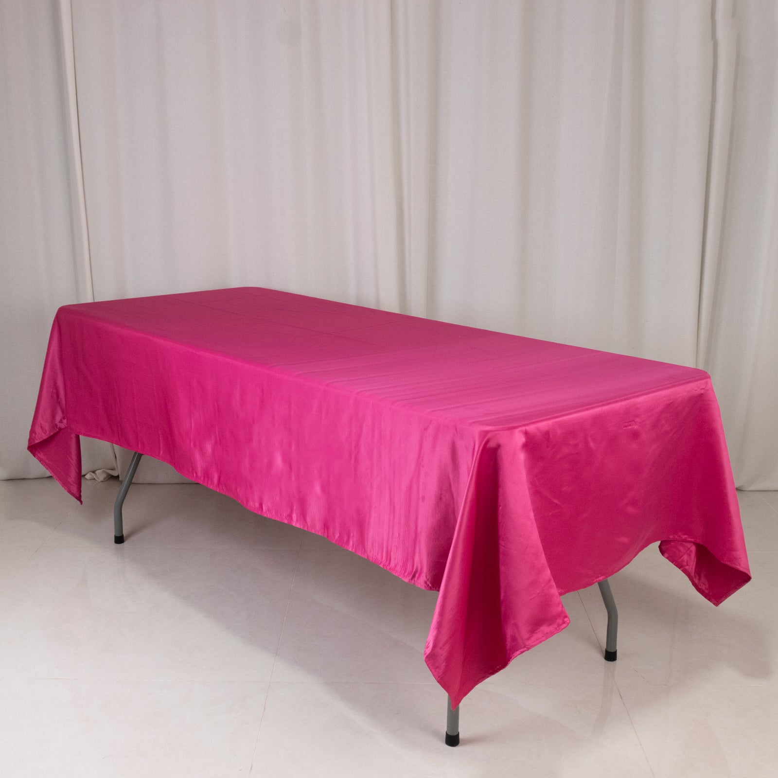 Exclusive Fuchsia Lamour Satin Rectangle Tablecloth - 60x102, Durable & Silky Soft