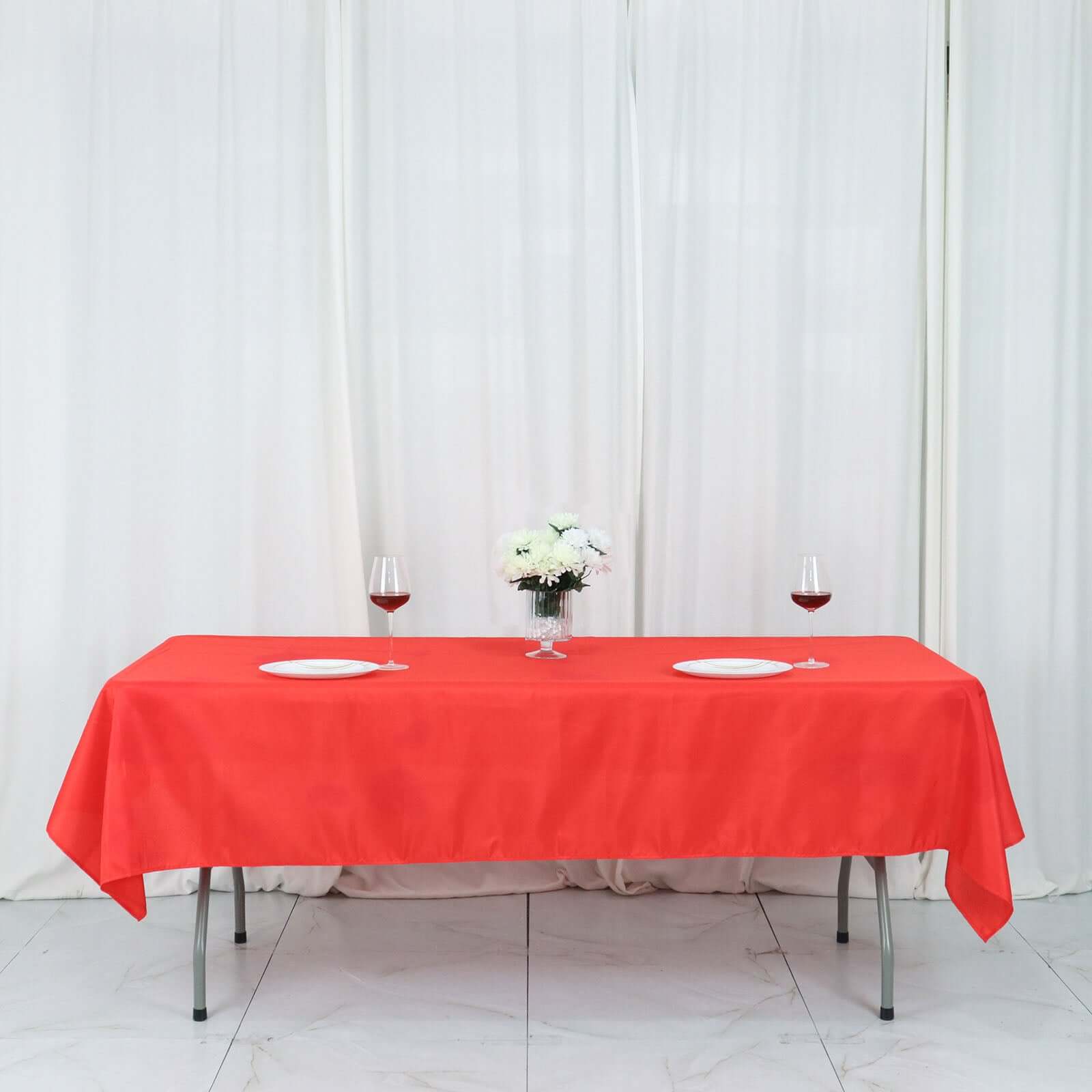 Hot Sale! Wrinkle-Resistant Red Polyester Rectangle Tablecloth, 54x96 for Various Events
