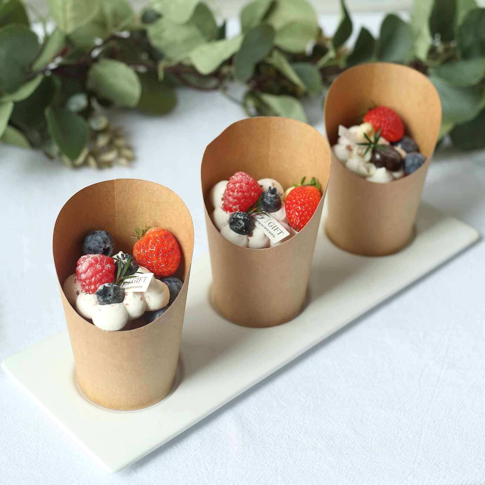 Hot Deal! 50-Pack 14oz Natural Brown Paper Popcorn Snack Cups with Cone Design