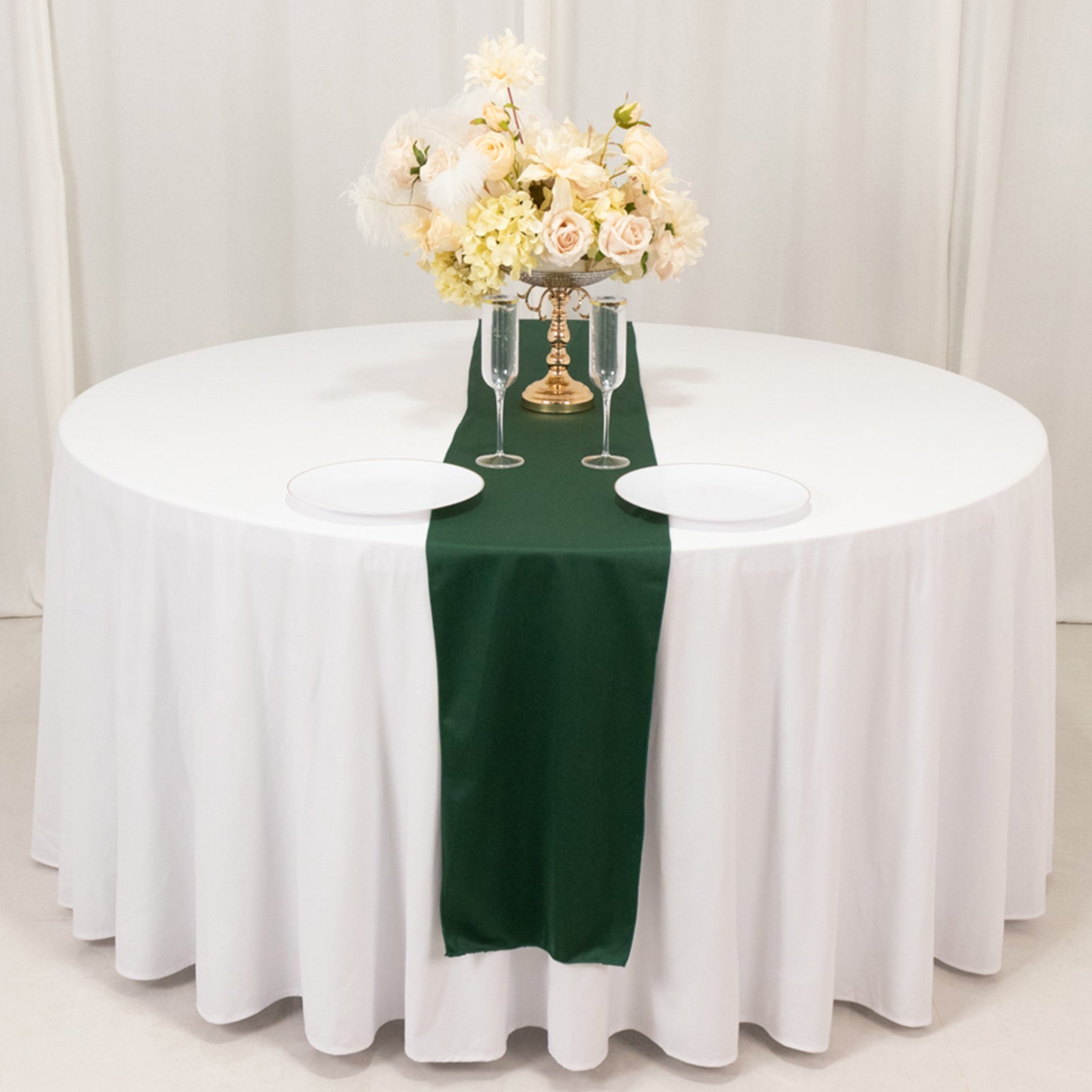 Exclusive Wrinkle-Free Hunter Emerald Green Scuba Polyester 12x108 Table Runner