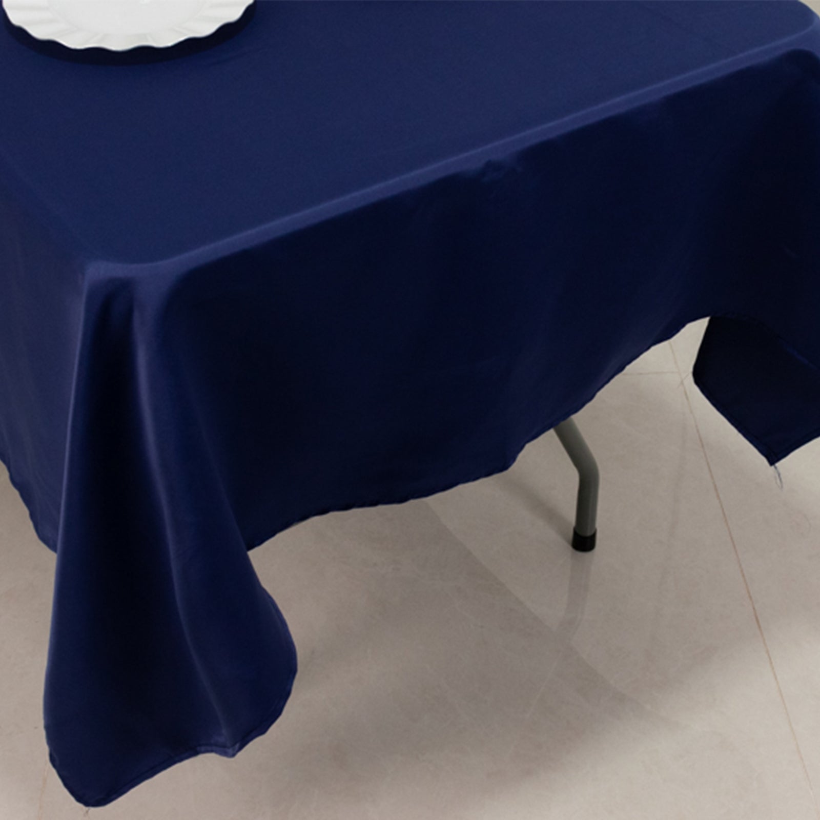 Navy Blue Lamour Satin Rectangle Tablecloth (60x102) - Durable & Soft