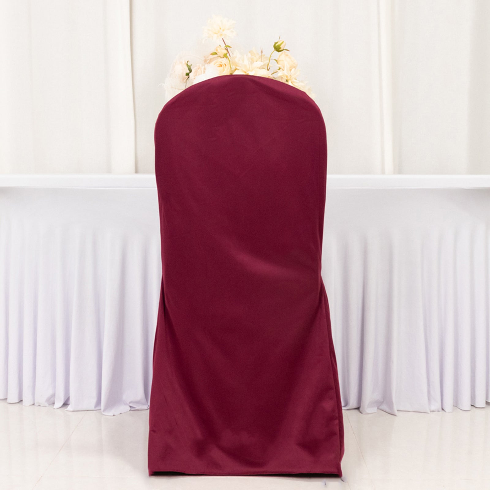 Hot! Burgundy Scuba Stretch Slim - Fit Chair Cover for Banquets, Wrinkle - Free & Durable