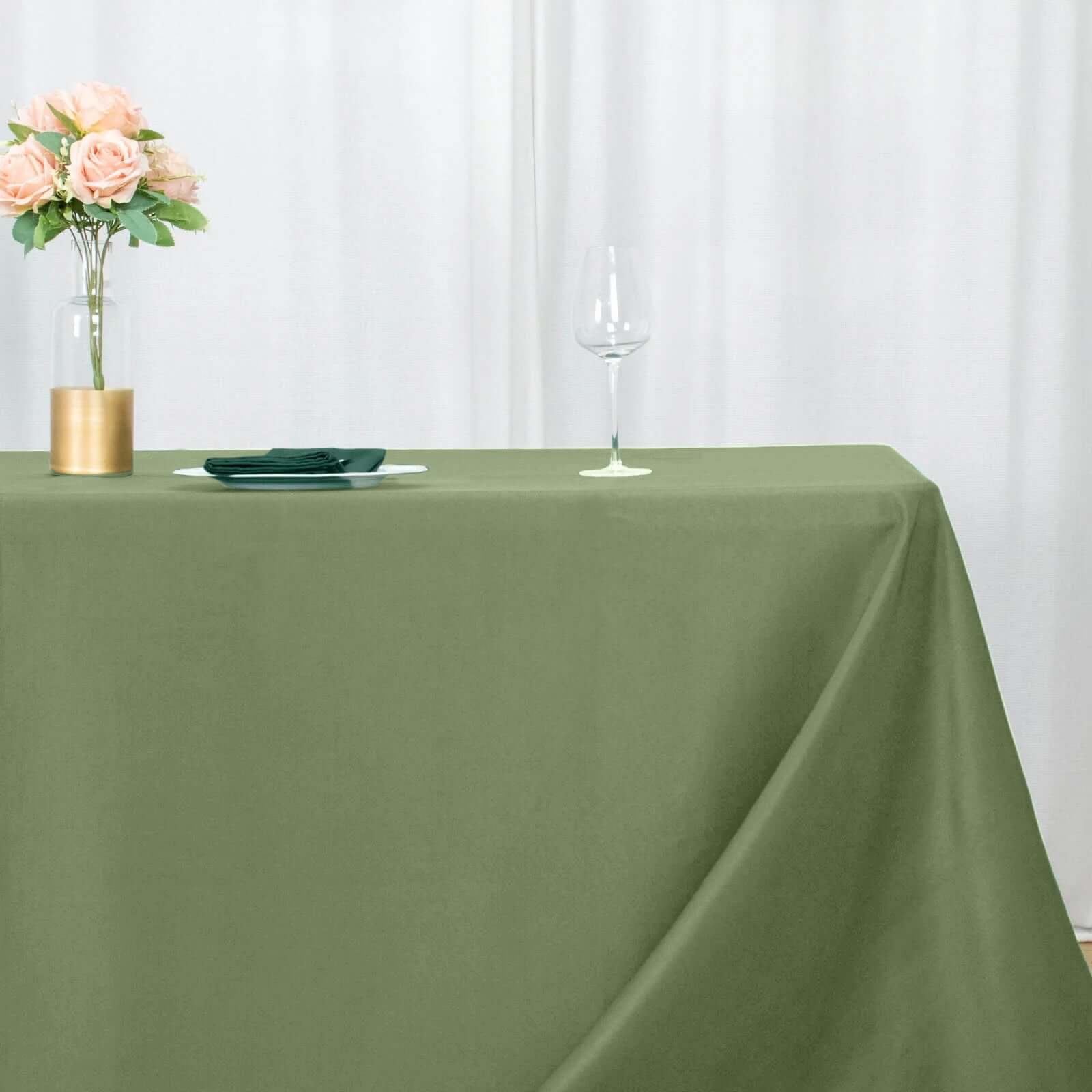 220GSM Seamless Stain-Resistant Premium Polyester Rectangle Tablecloth in Dusty Sage Green 90x132
