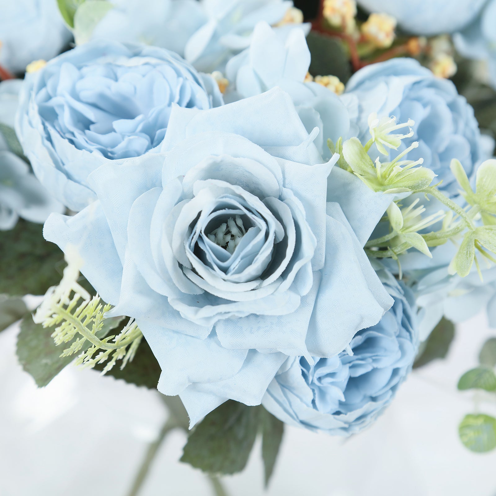 Special Offer! 2-Pack Light Blue Silk Artificial Rose & Peony Floral Arrangements for Weddings and Home Decor