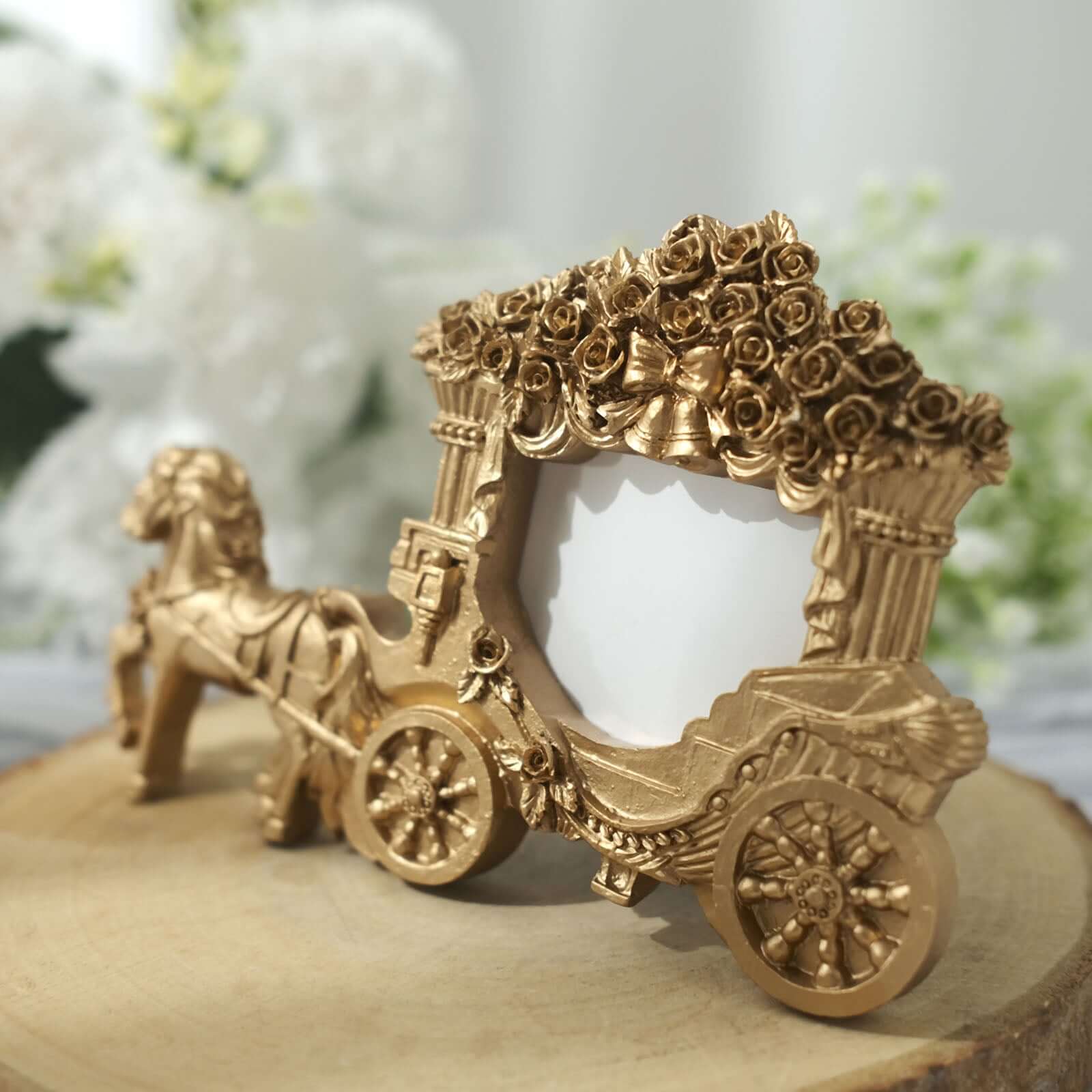 European-Style Gold Resin Horse Carriage Picture Frame - Ideal Place Card Holder & Wedding Party Favor