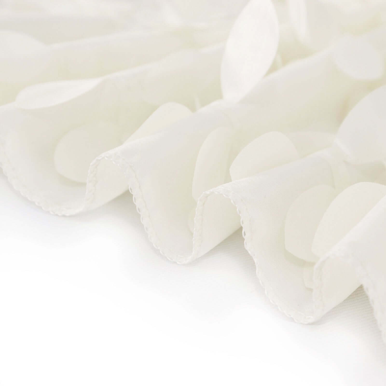 Ivory 132' Taffeta Round Tablecloth with Stunning 3D Leaf Petal Design