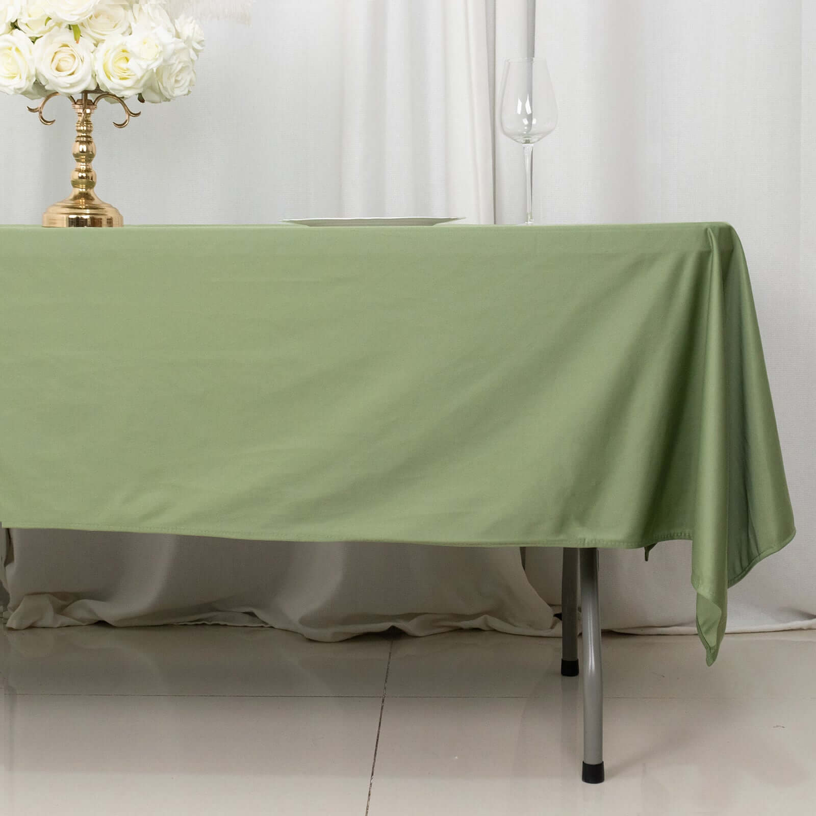 Wrinkle-Free & Stain-Resistant Premium Scuba 60x102 Dusty Sage Green Rectangular Tablecloth