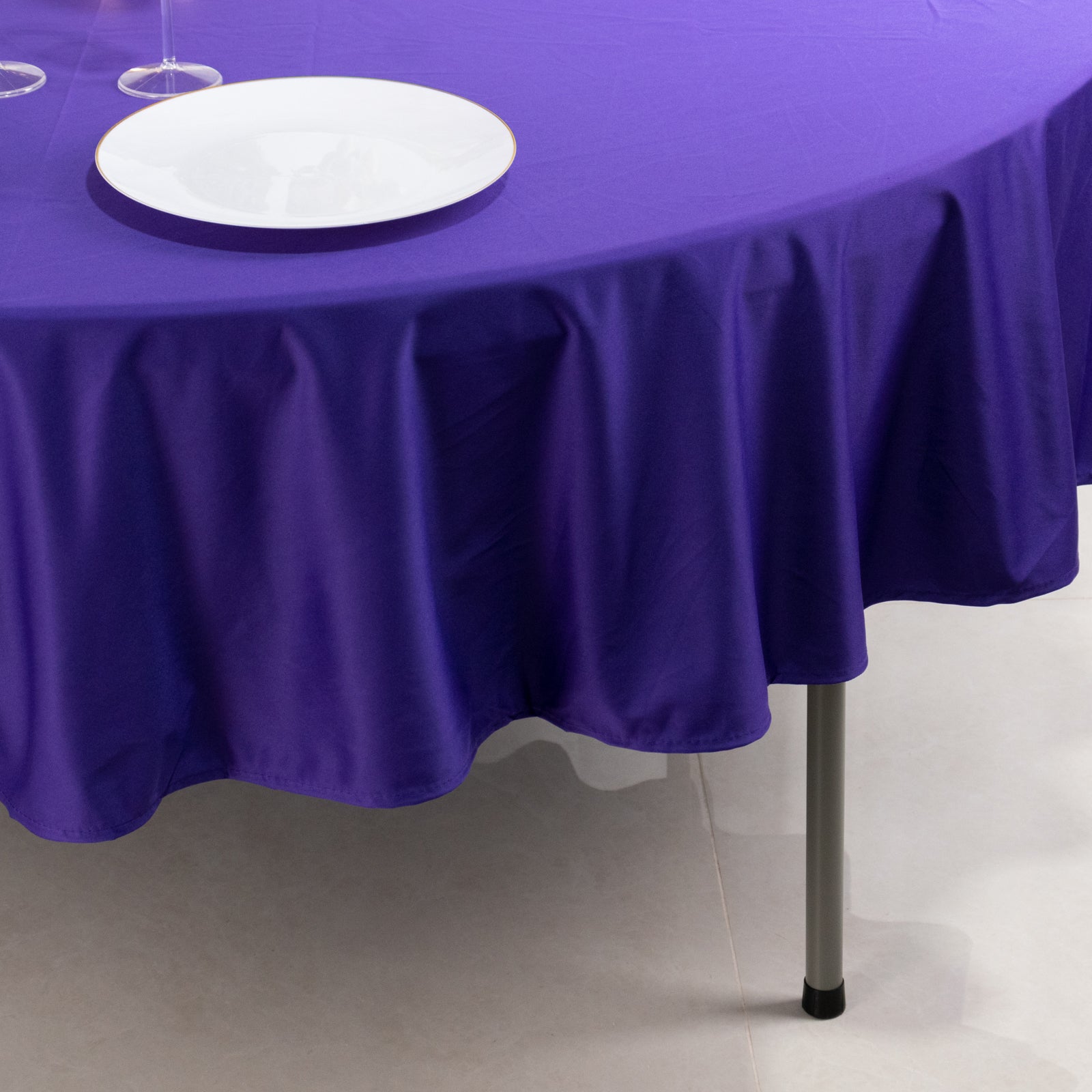 Premium Purple 90-Inch Round Scuba Tablecloth - Stain & Wrinkle Resistant