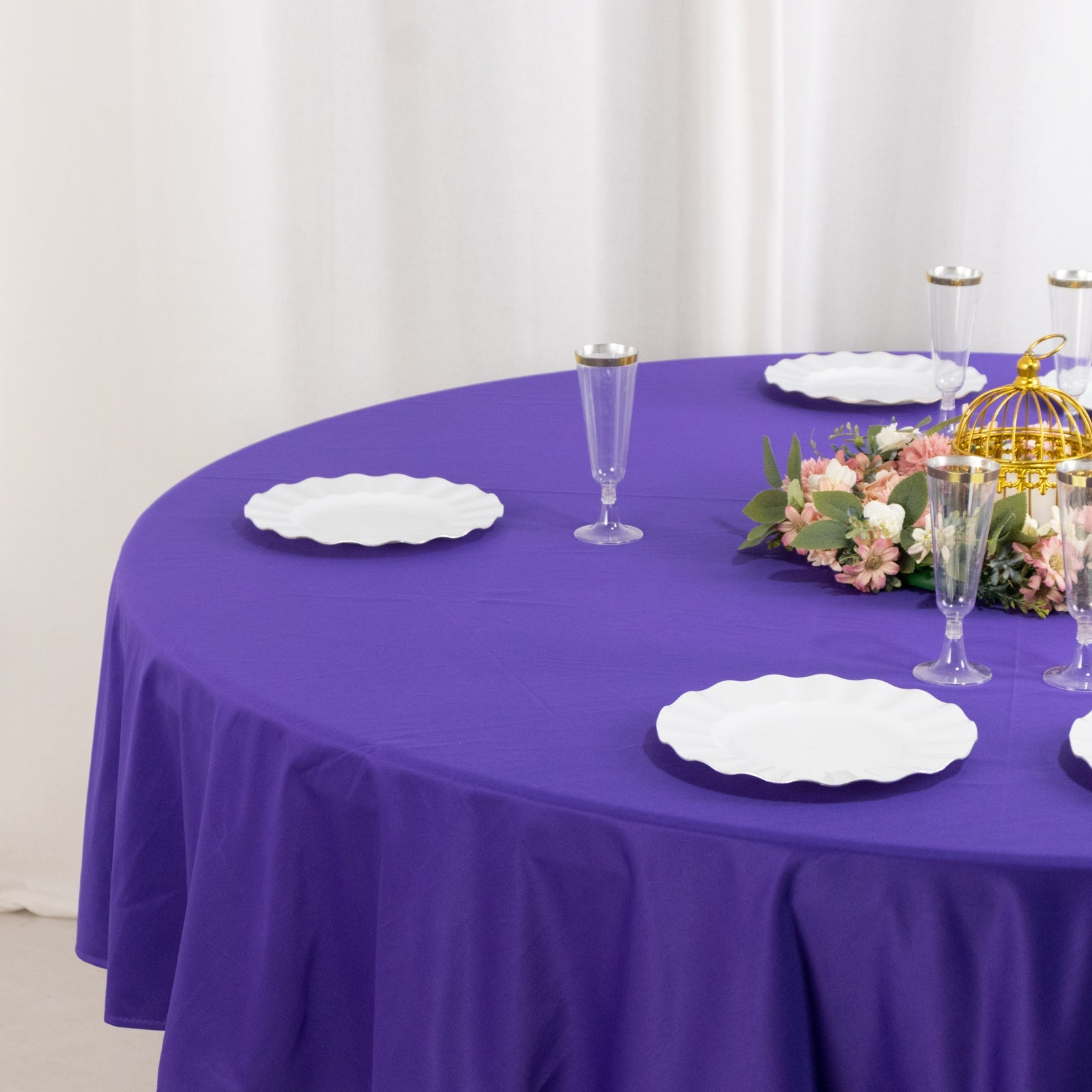 Premium Purple 90-Inch Round Scuba Tablecloth - Stain & Wrinkle Resistant