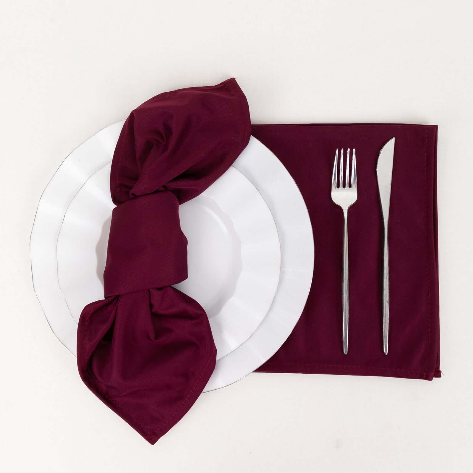Hot Deal! 5-Piece Set of Premium 20x20 Burgundy Scuba Dinner Napkins - Durable & Reusable