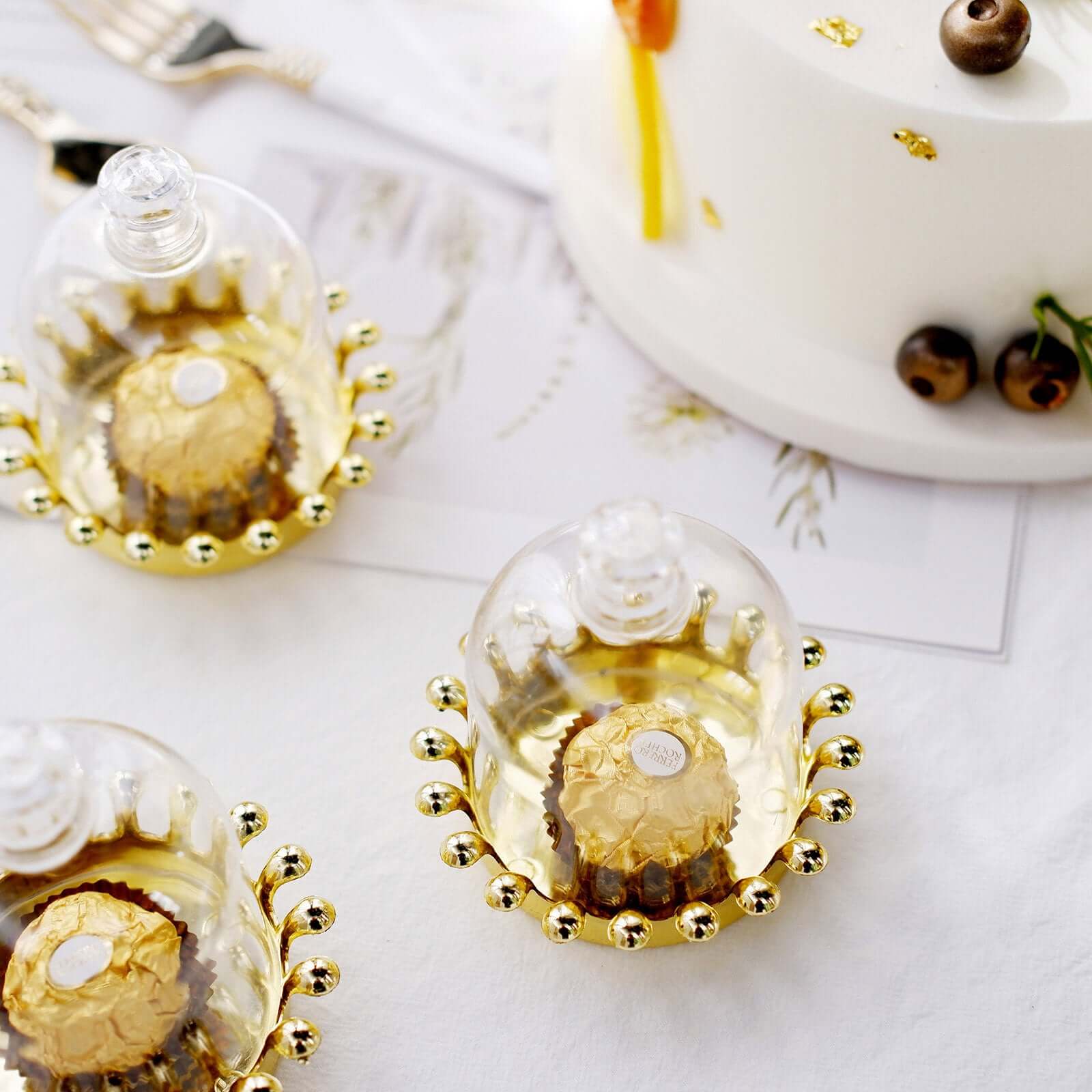 12-Pack Gold & Clear Mini Crown Plastic Treats Party Favor Boxes - Perfect for Special Events