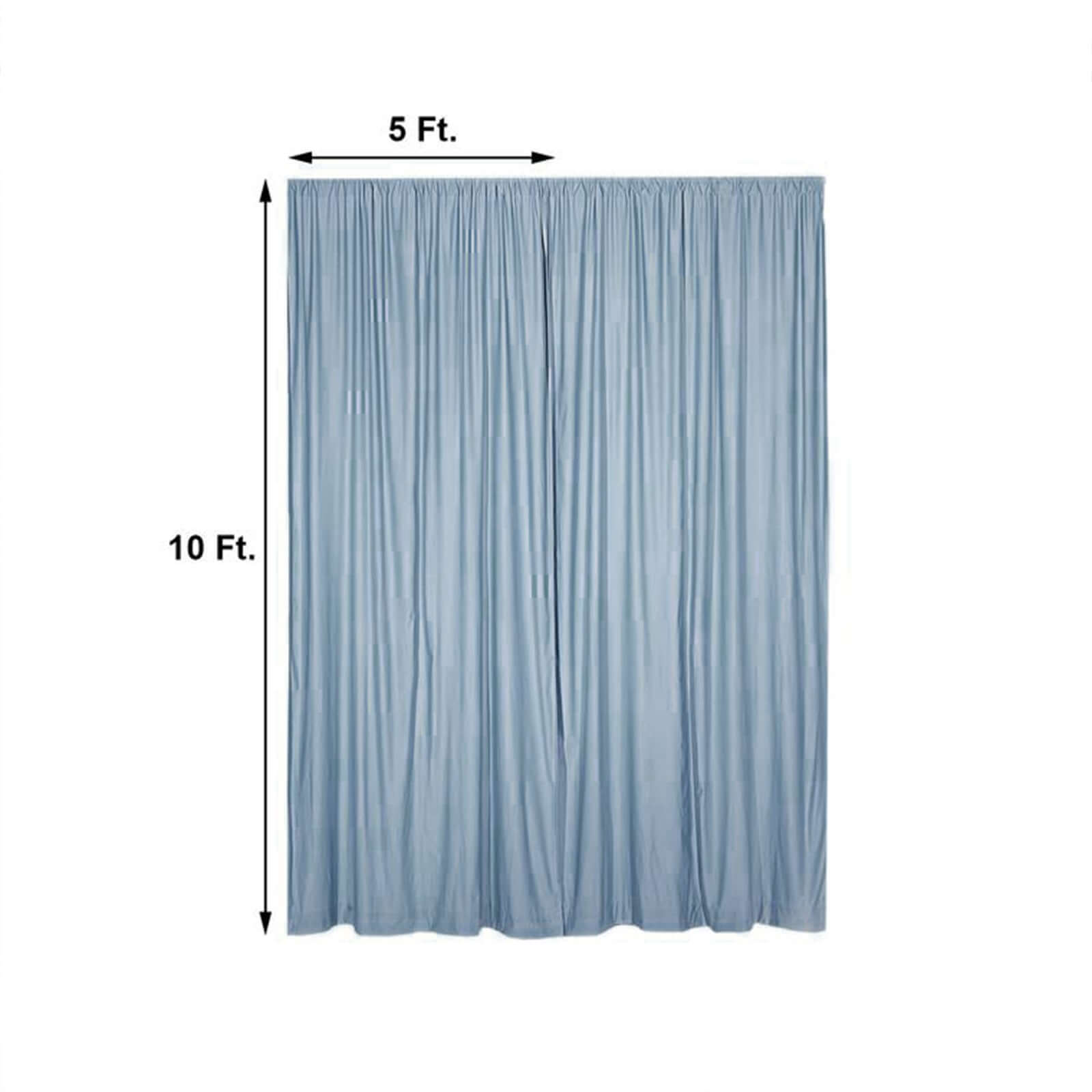 2-Pack 10ftx10ft Dusty Blue Scuba Polyester Wrinkle-Free Flame-Resistant Event Curtain Drapes