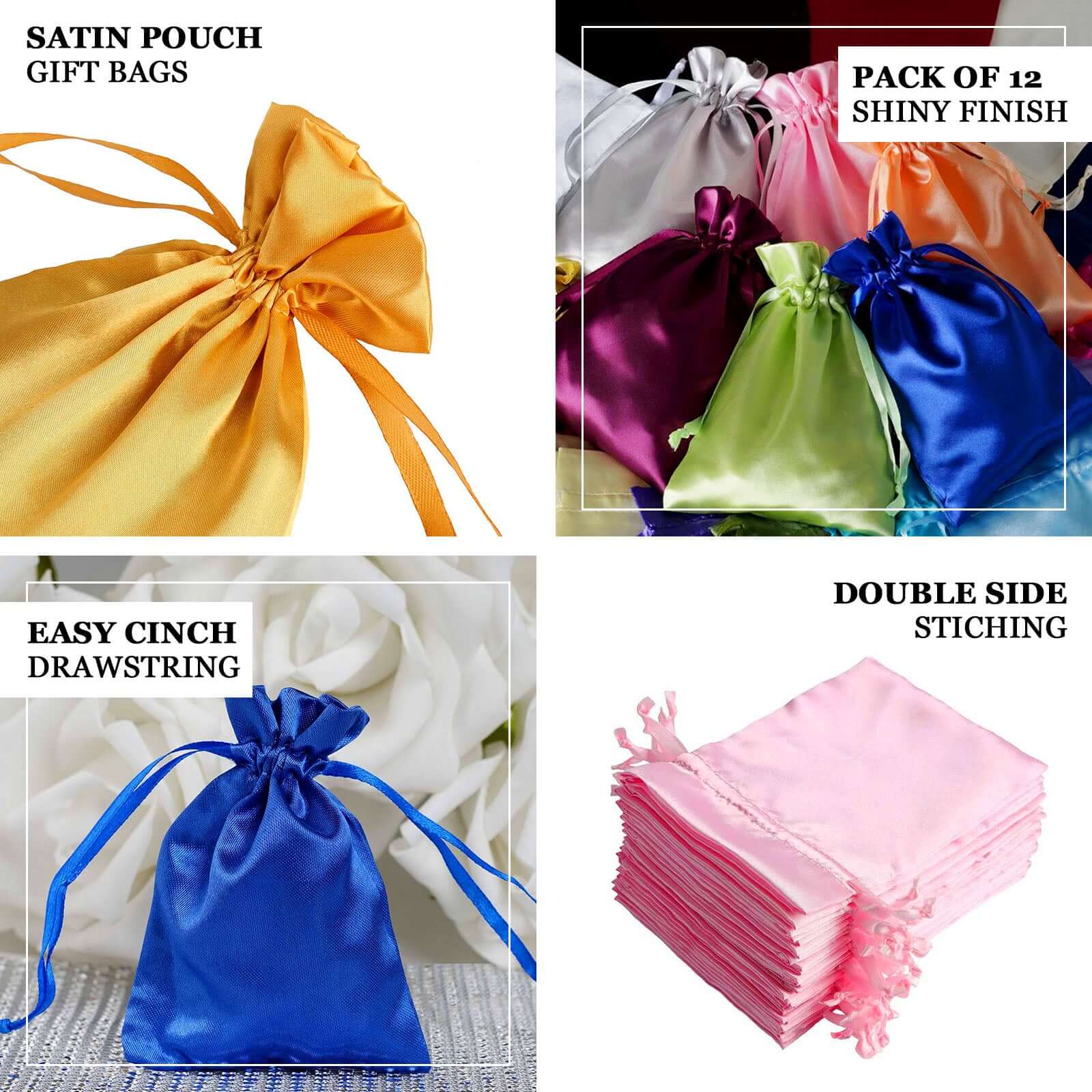 Hot Sale! 12-Piece Set of 4x6 Ivory Satin Drawstring Bags for Wedding and Party Favors