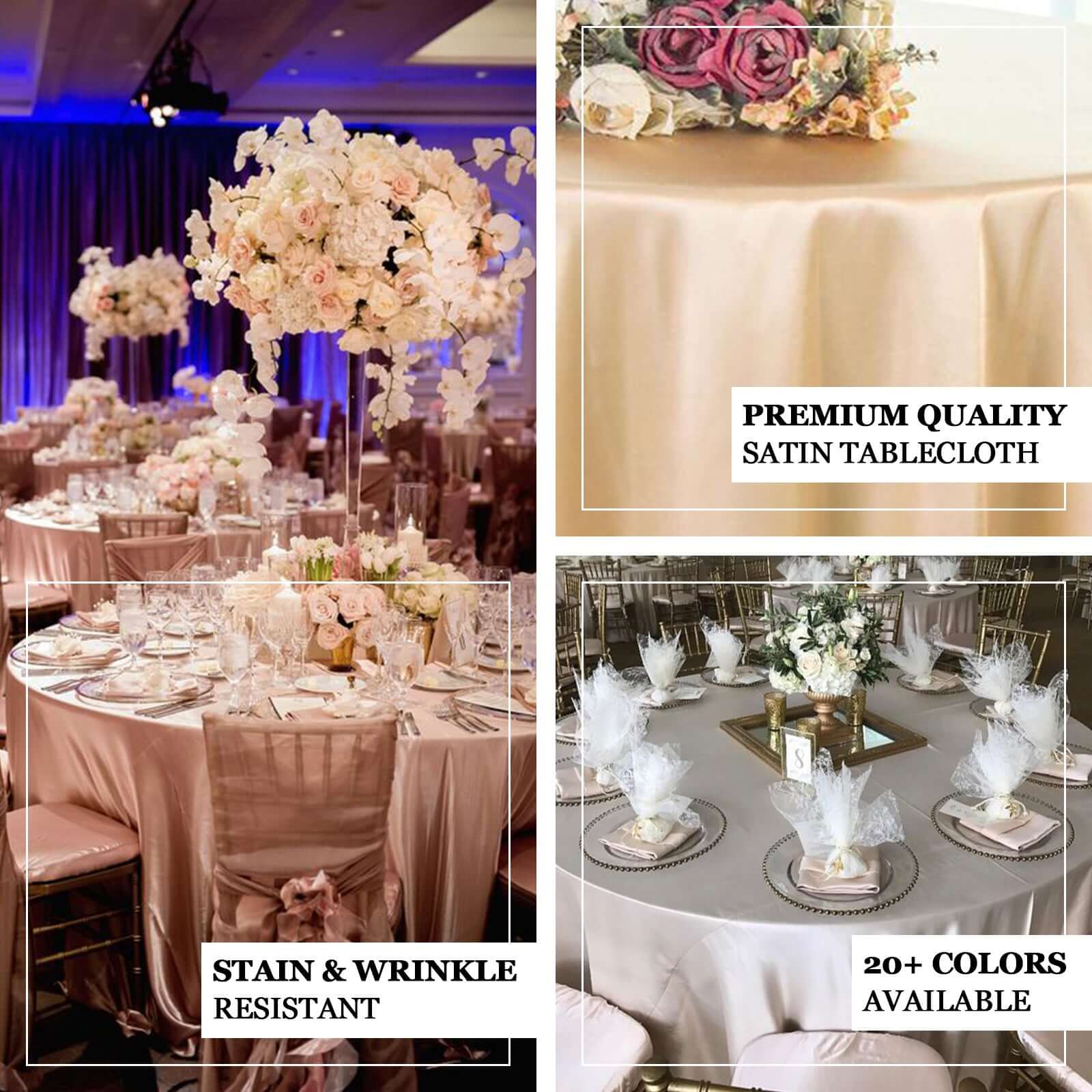 Special Offer! Nude Satin Round Tablecloth 108 Inches - Smooth and Lustrous Table Cover