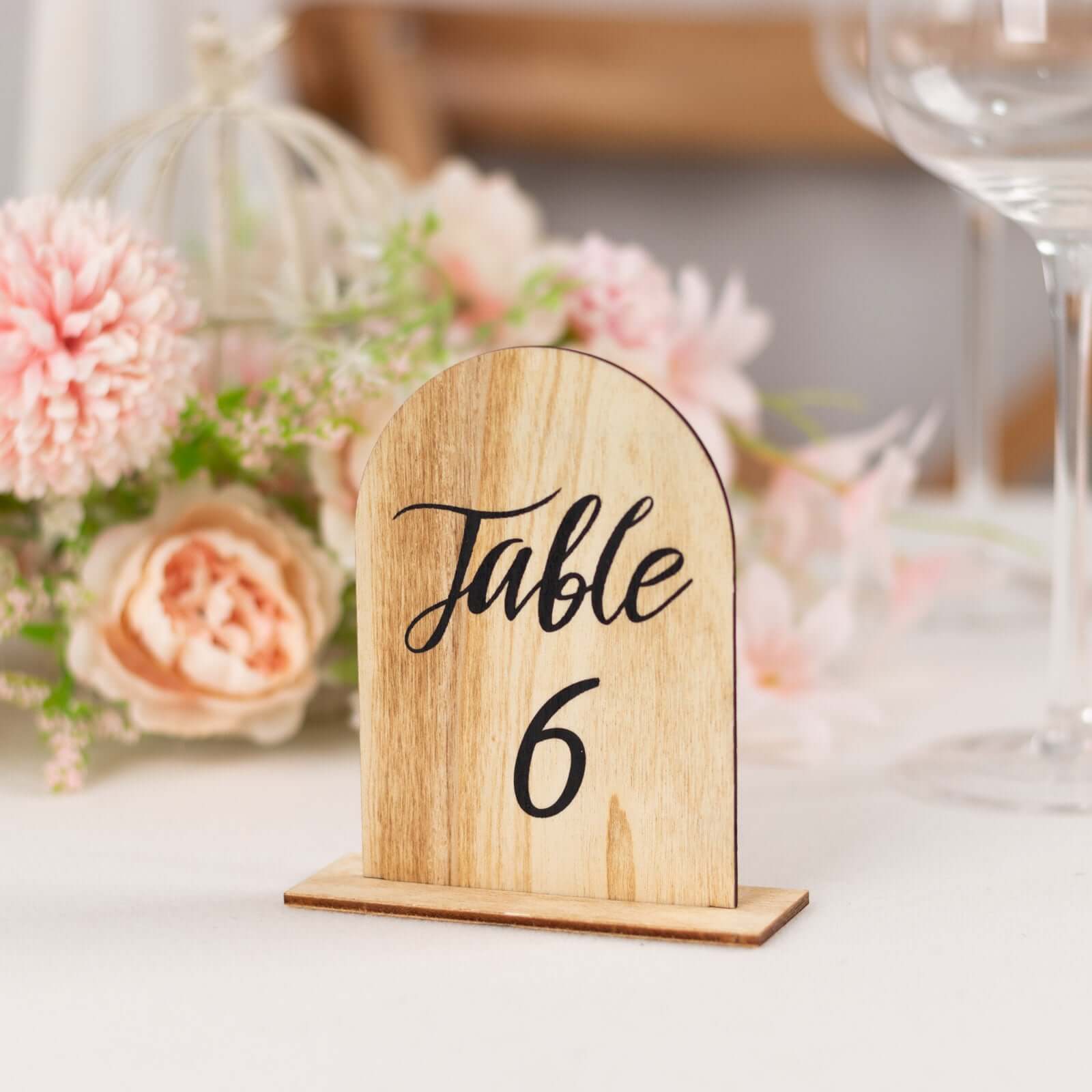 20-Piece Set of 4.5-Inch Natural Rustic Wooden Arch Table Numbers 1 - 20 for Weddings and Events