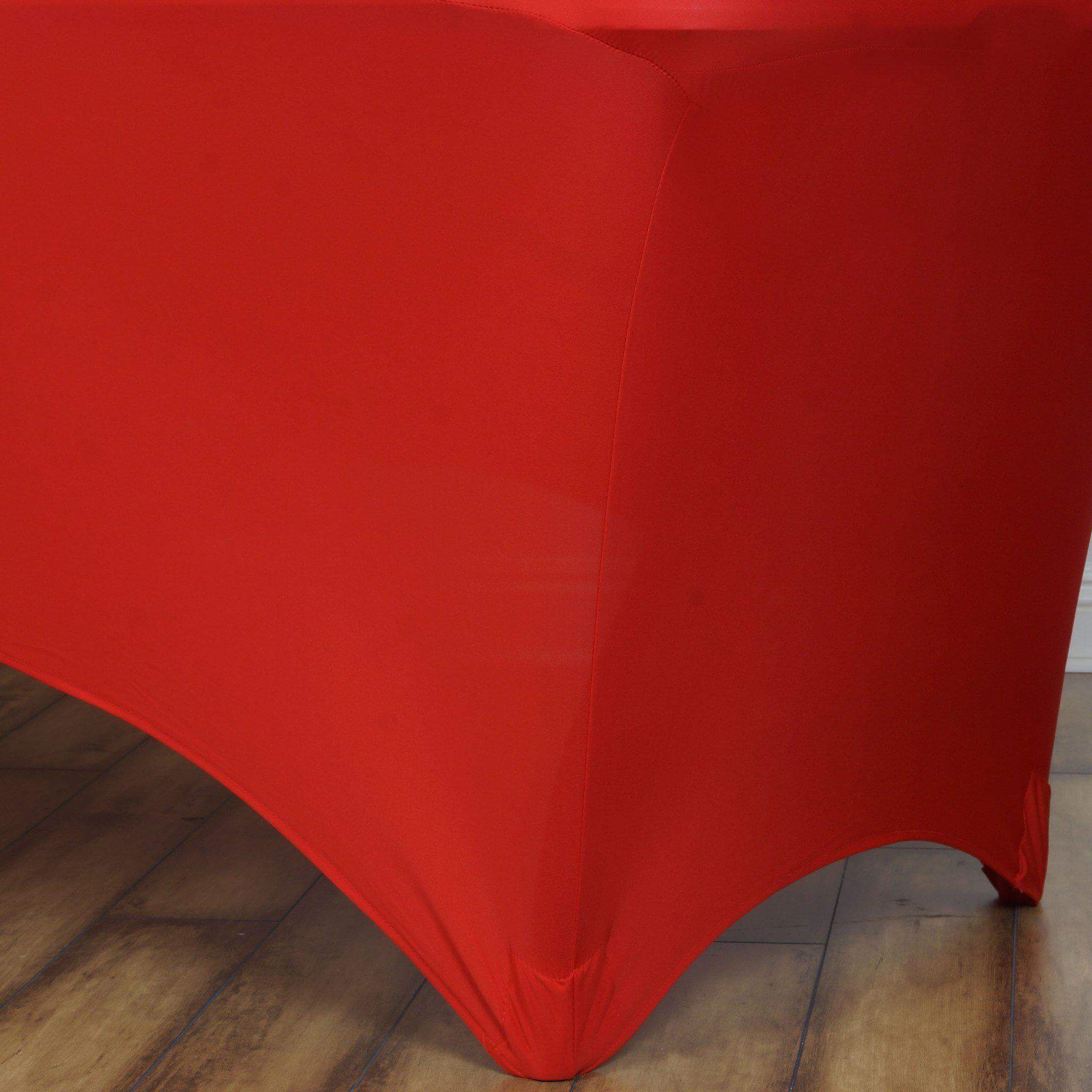 Red 6ft Stretch Spandex Rectangle Tablecloth - Durable & Form-Fitting