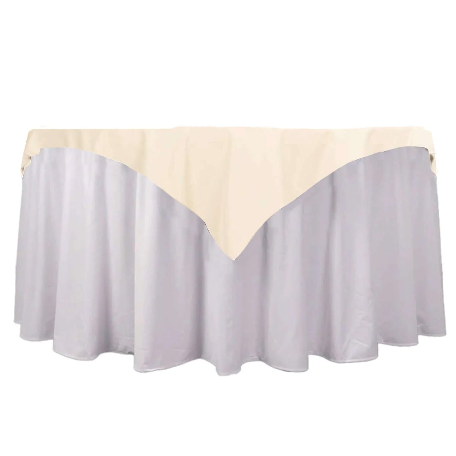 Premium Beige 54x54 Square Scuba Table Overlay - Wrinkle-Free & Stain-Resistant Table Cover