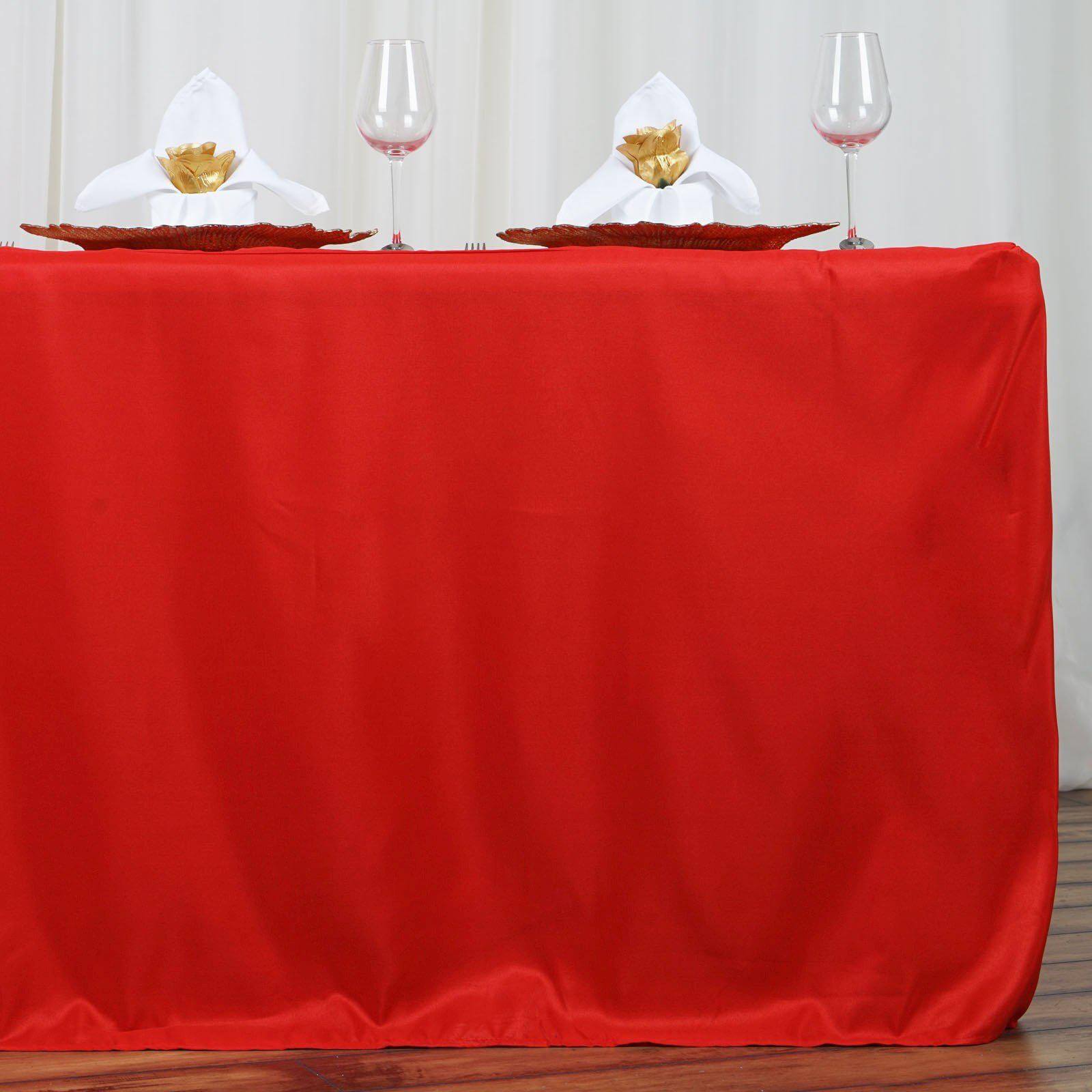 Red Durable & Easy - Care Fitted Polyester Tablecloth for 6FT Rectangular Tables