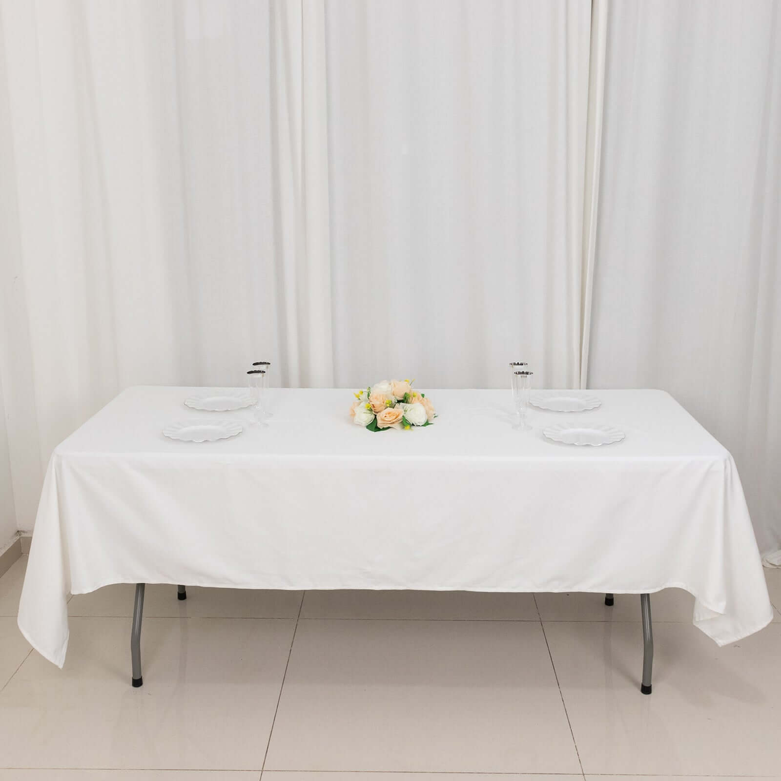 Soft and Breathable 100% Cotton White Rectangle Tablecloth, 60x102