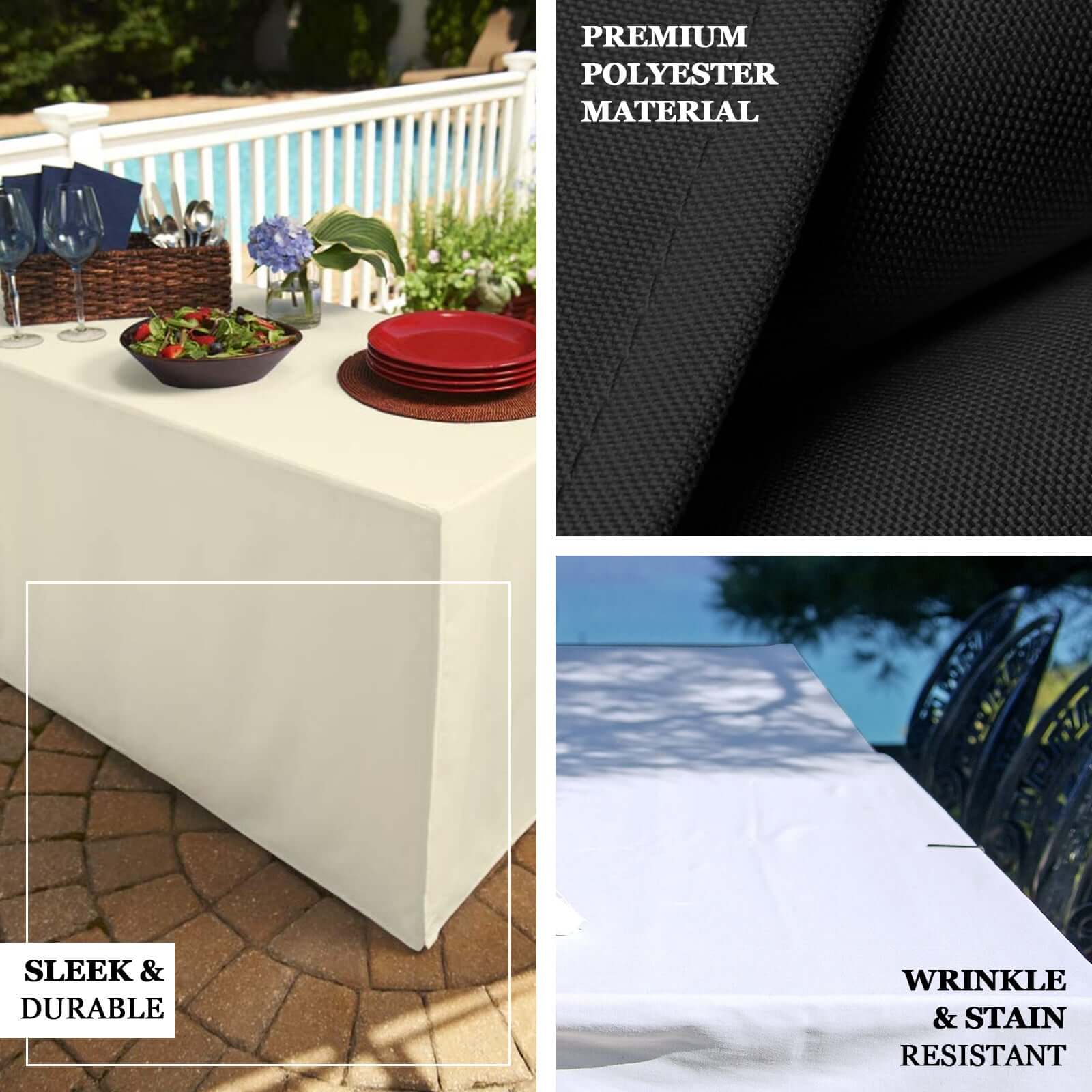 High - Quality White Fitted Polyester Rectangle Tablecloth (48x30) for Daily Use