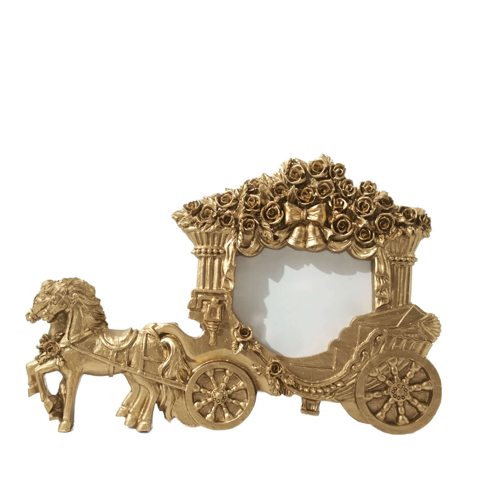 European-Style Gold Resin Horse Carriage Picture Frame - Ideal Place Card Holder & Wedding Party Favor