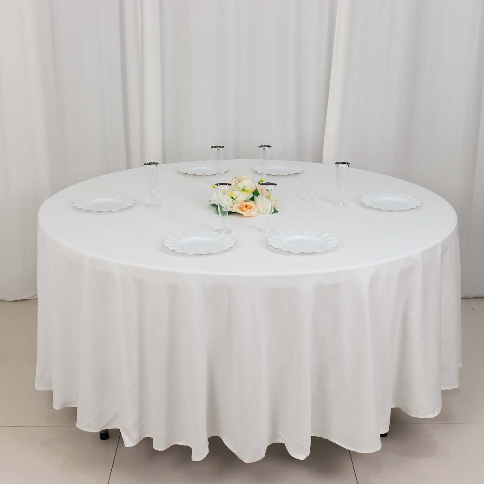 Premium 100% Cotton 108-Inch Round White Tablecloth - Soft, Breathable & Elegant for Events