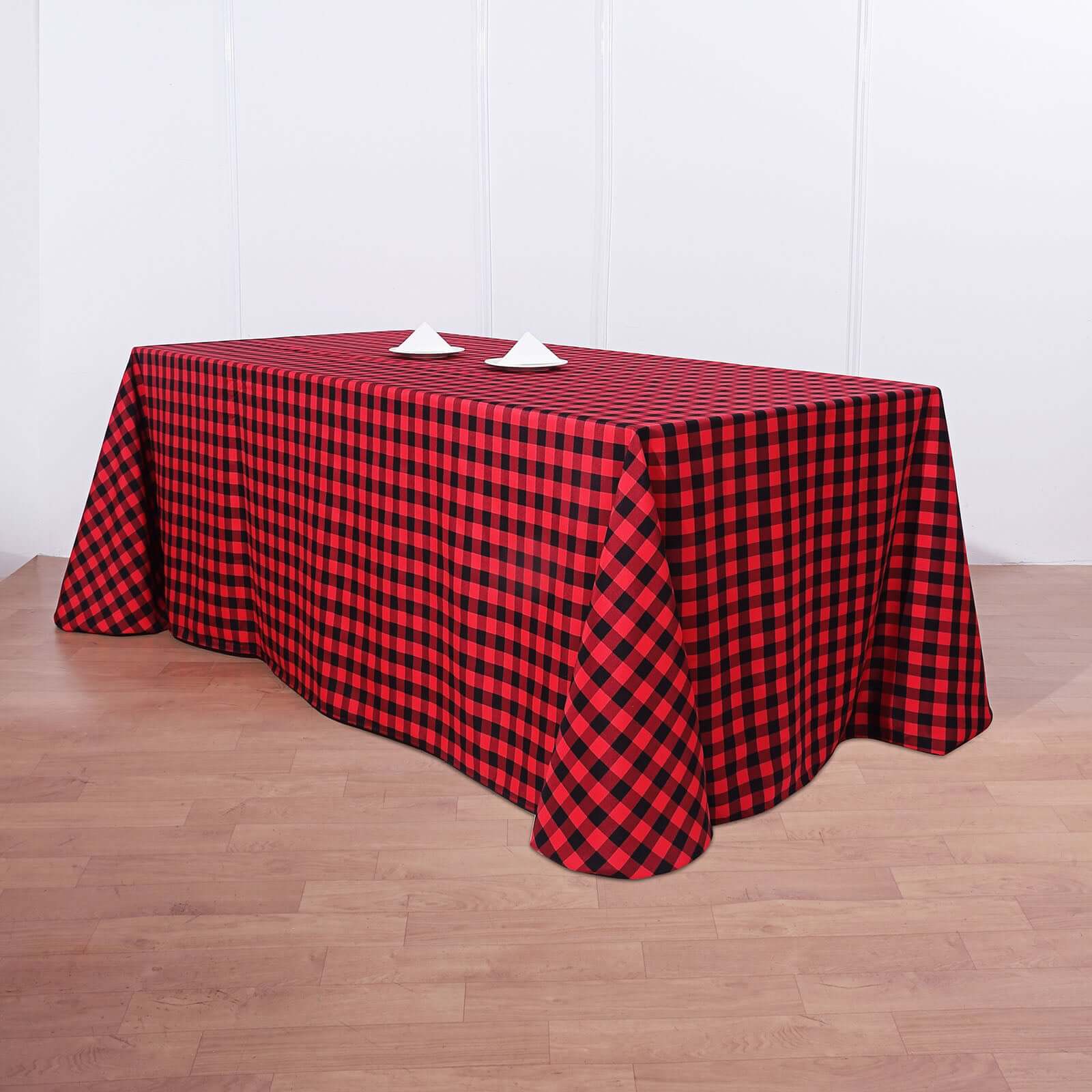 Hot Sale! Black/Red Seamless Checkered Buffalo Plaid Polyester Rectangle Tablecloth 90x132