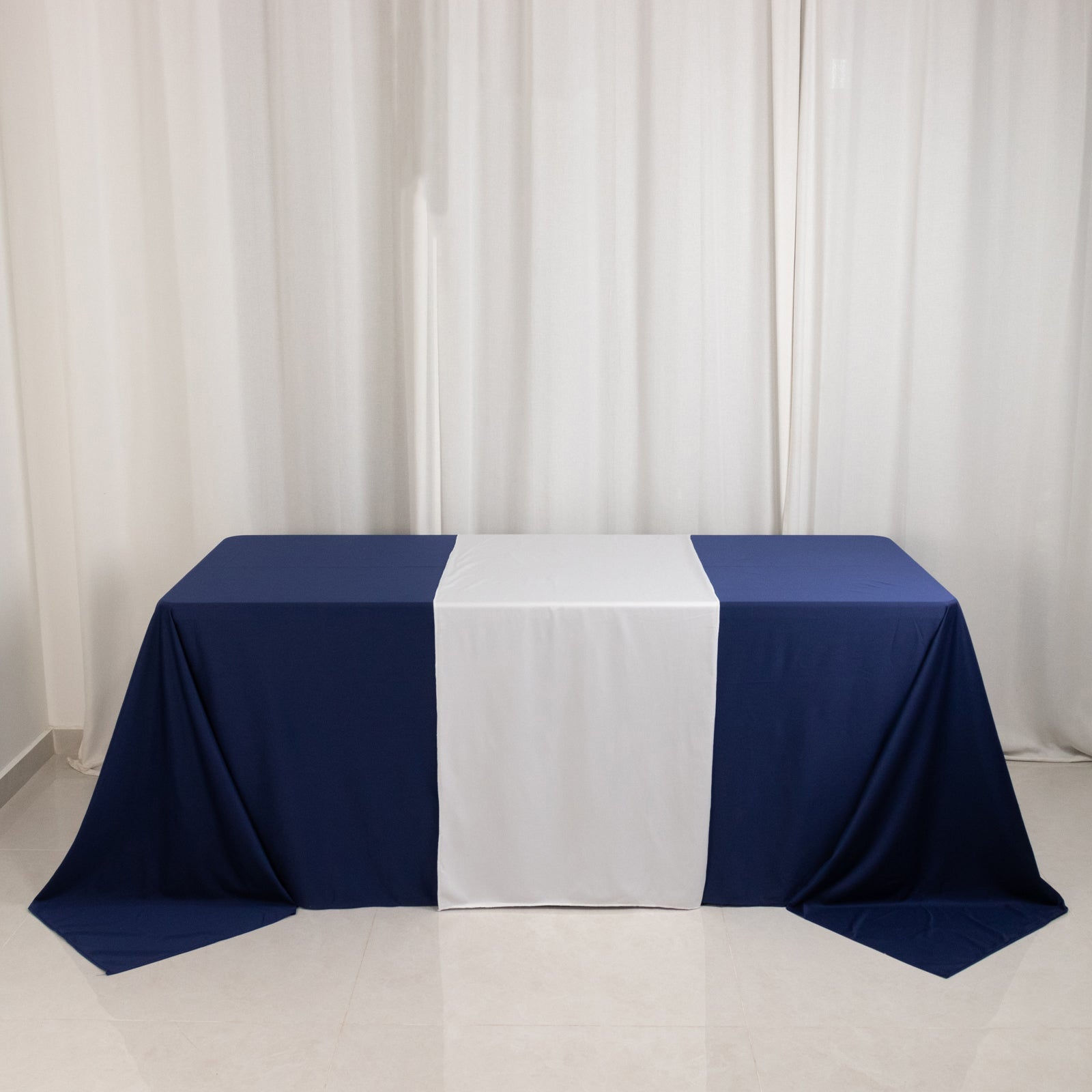 White Durable 24x72 Polyester Table Runner for Trade Shows