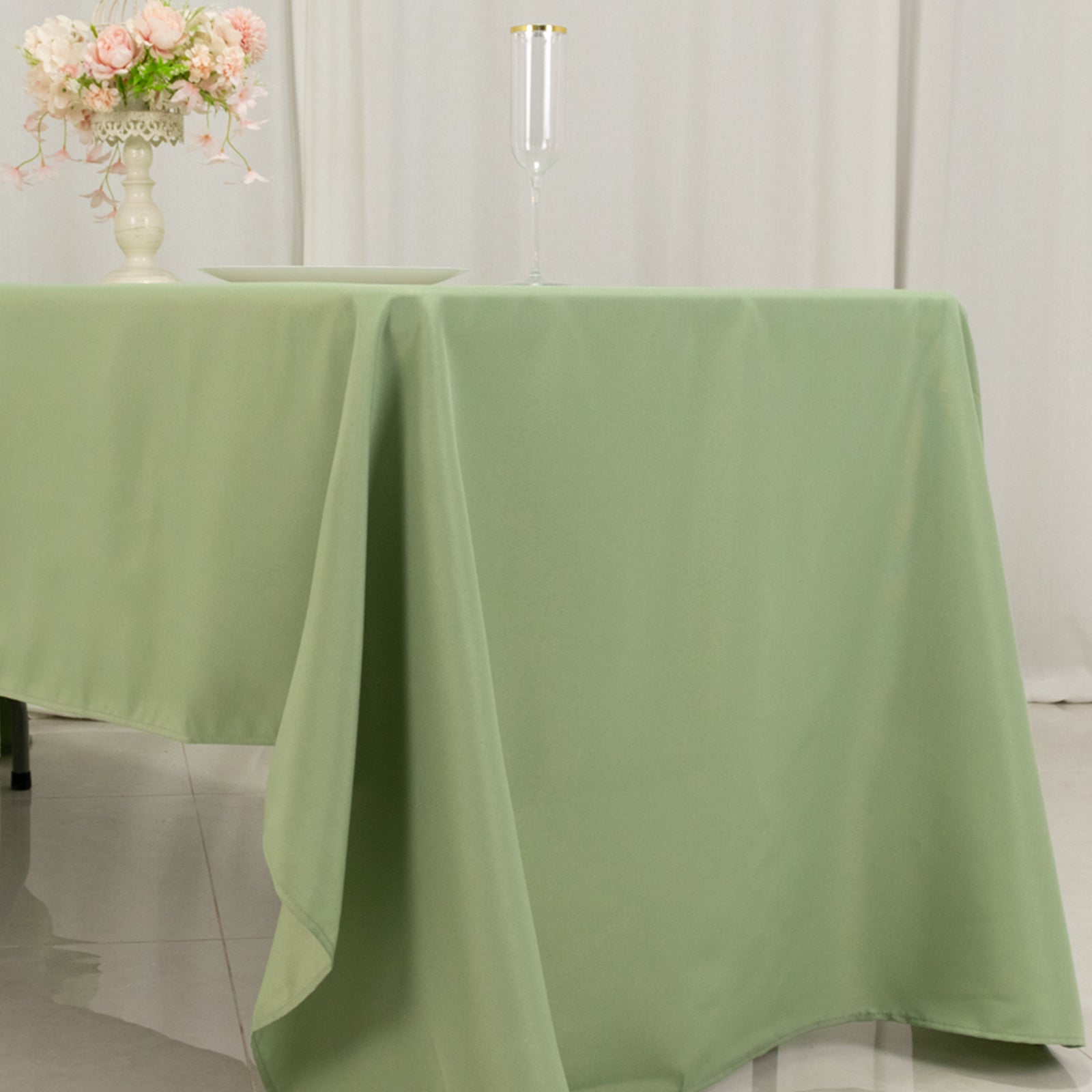 Hot! Sage Green 60x126 Polyester Rectangle Tablecloth - 220GSM Stain-Resistant Finish
