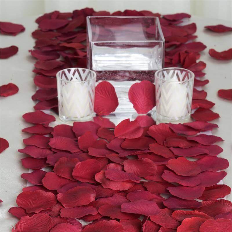 Hot Sale! 500-Piece Burgundy Silk Rose Petal Confetti for Table and Floor Decoration