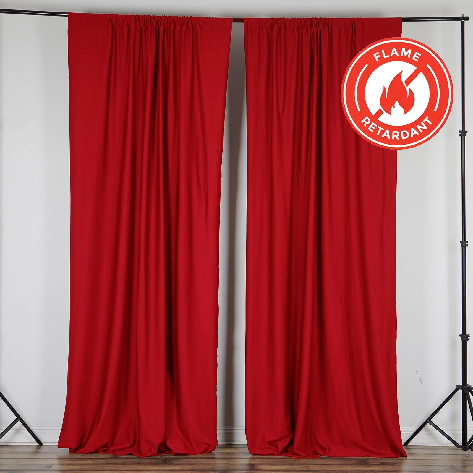 Hot Sale! 2-Piece Red Scuba Polyester Event Curtains, 10ftx10ft Wrinkle-Free Flame-Resistant Backdrops with Rod Pockets