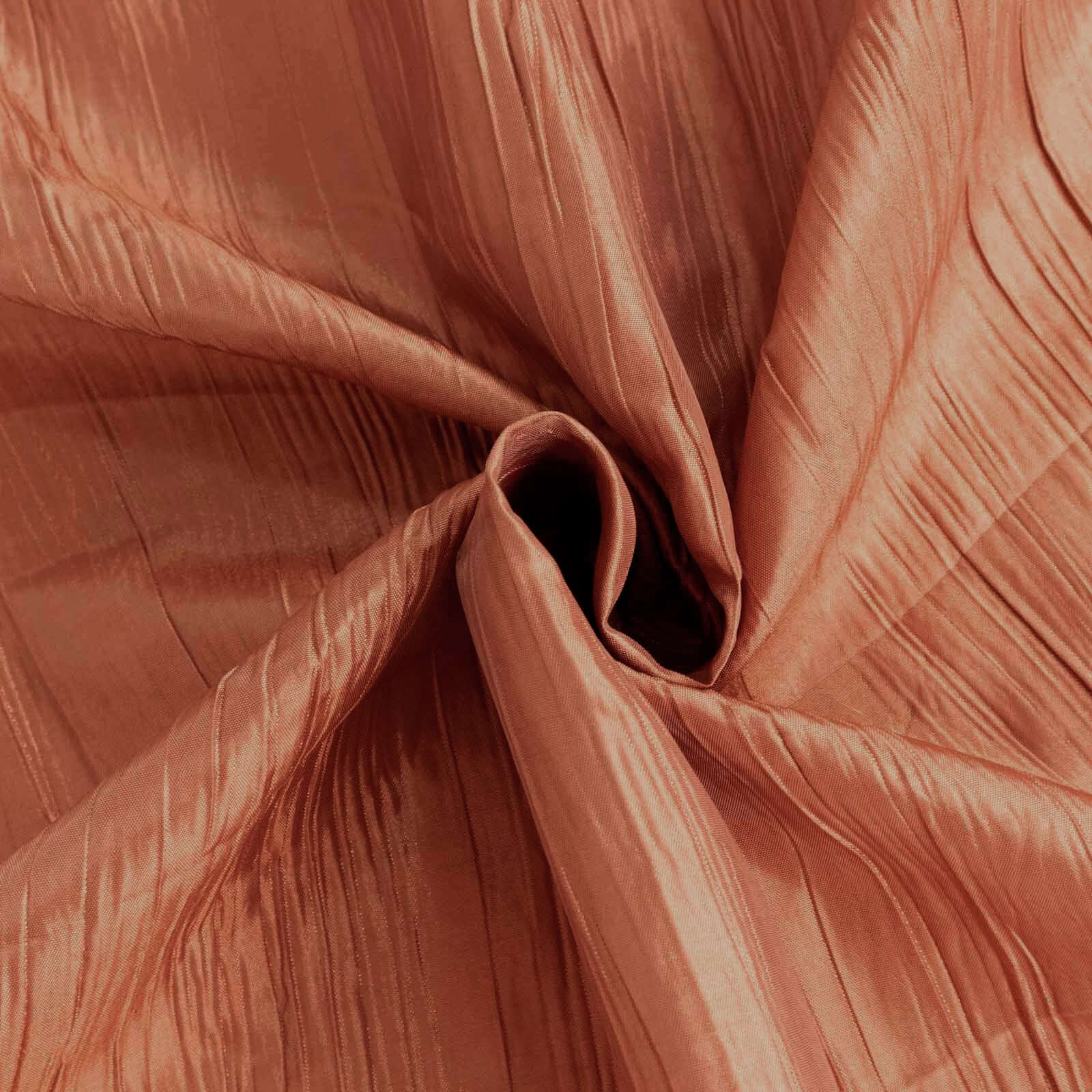 Exclusive Seamless Crinkle Taffeta 132' Round Tablecloth in Terracotta (Rust)