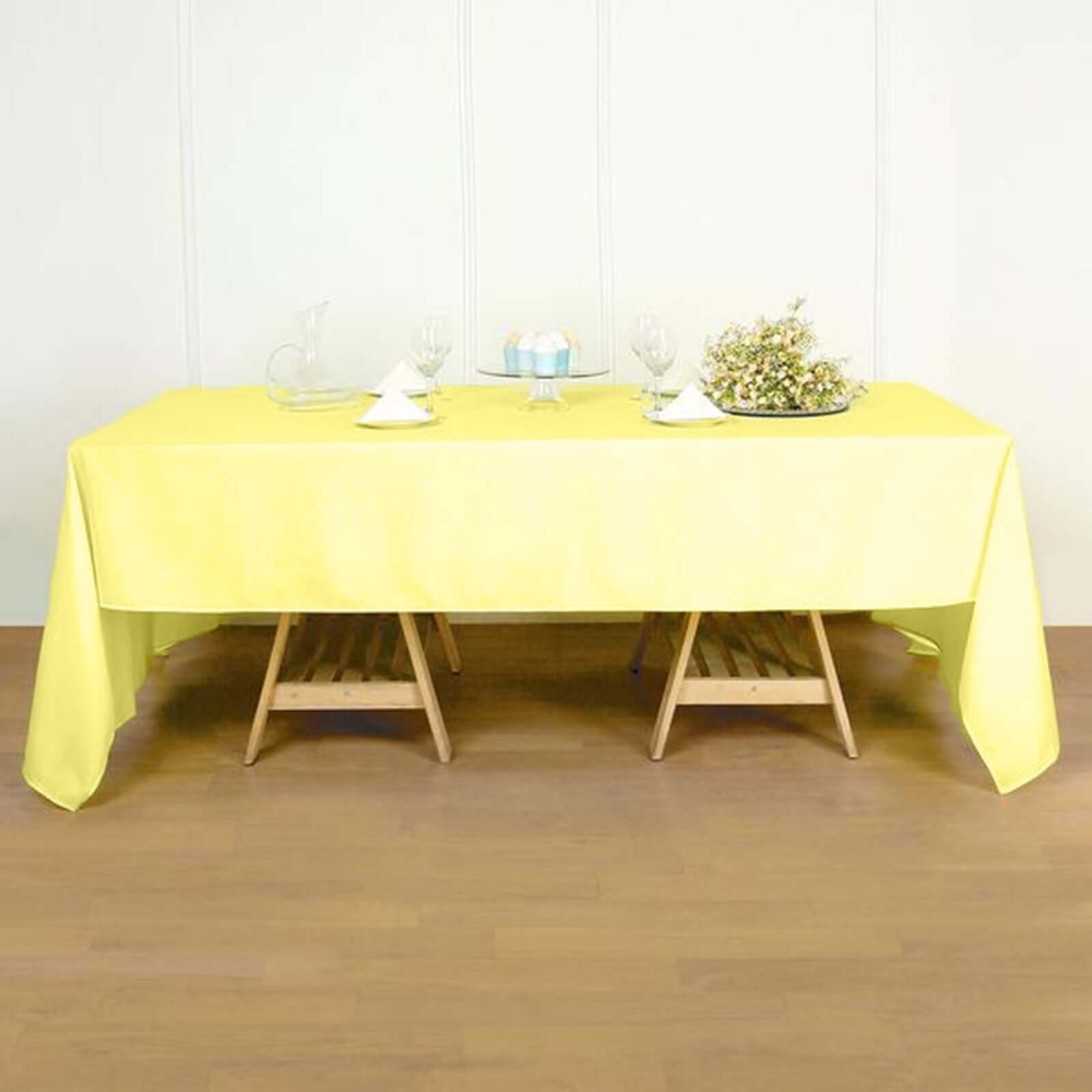 Yellow Wrinkle-Resistant 60x126 Polyester Rectangle Tablecloth - Perfect for Events