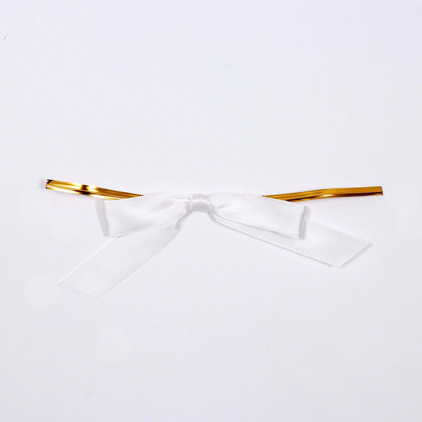 50 Pcs White Satin Ribbon Bows with Twist Ties - Ideal for Party Favors and Gift Decor